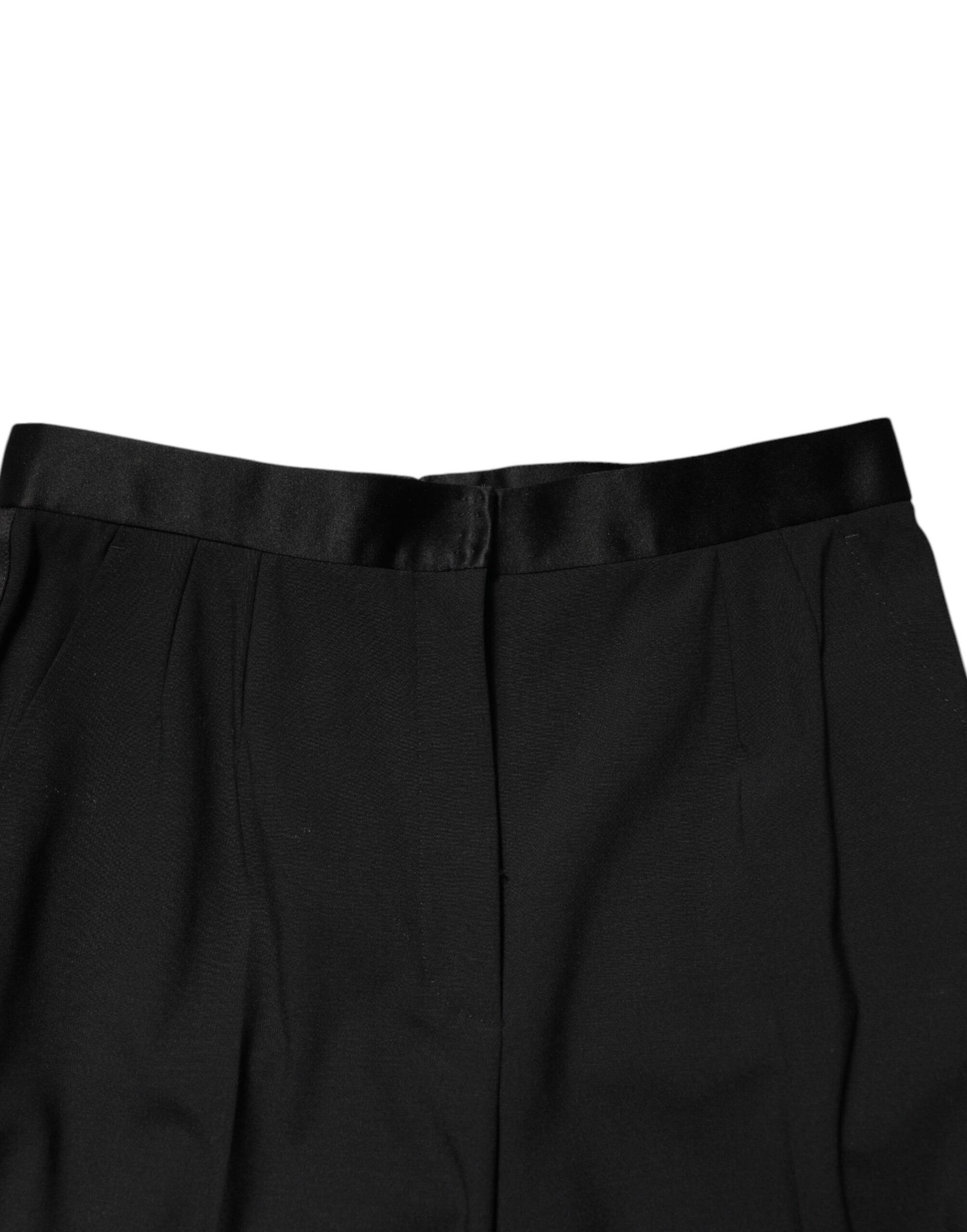 Pantalon fuselé taille haute en laine noire Dolce &amp; Gabbana