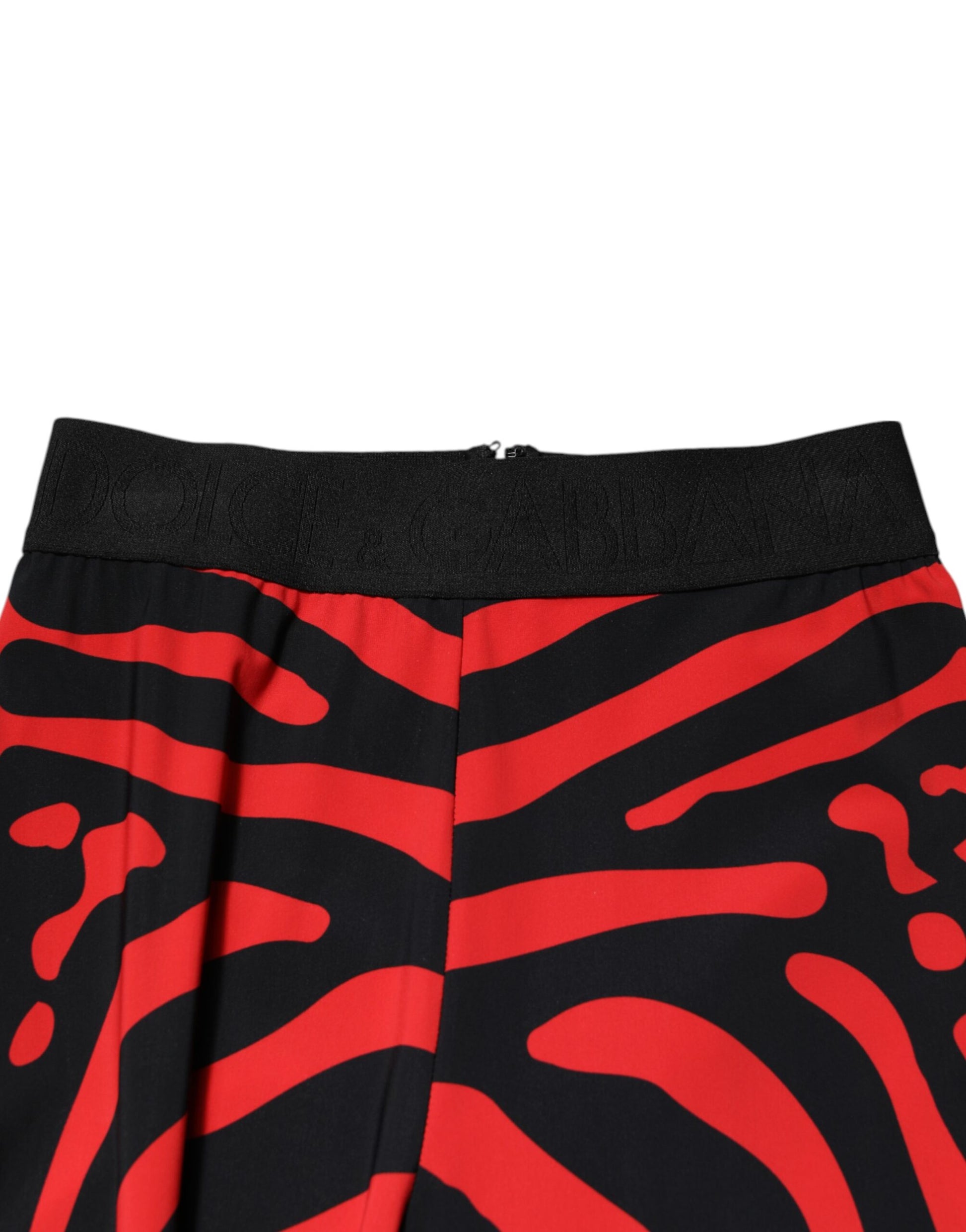 Pantalon legging taille haute Dolce &amp; Gabbana en nylon noir et rouge avec logo
