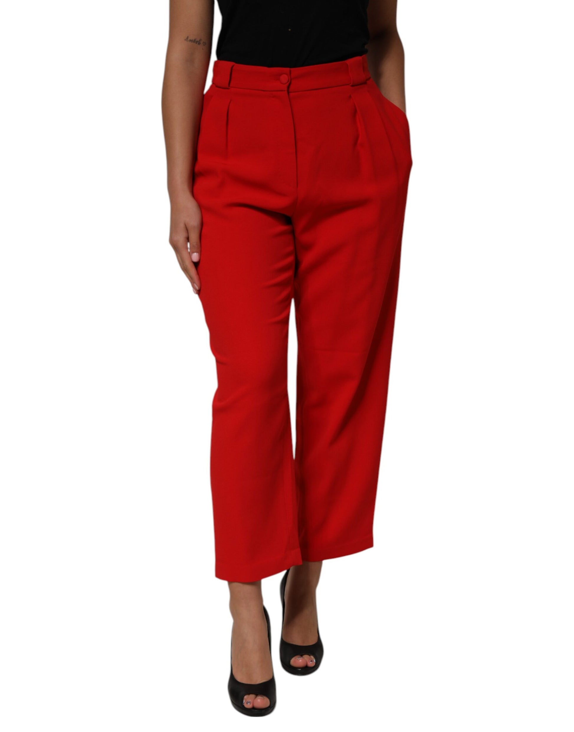 Pantalon droit taille haute rouge Dolce &amp; Gabbana pour femme