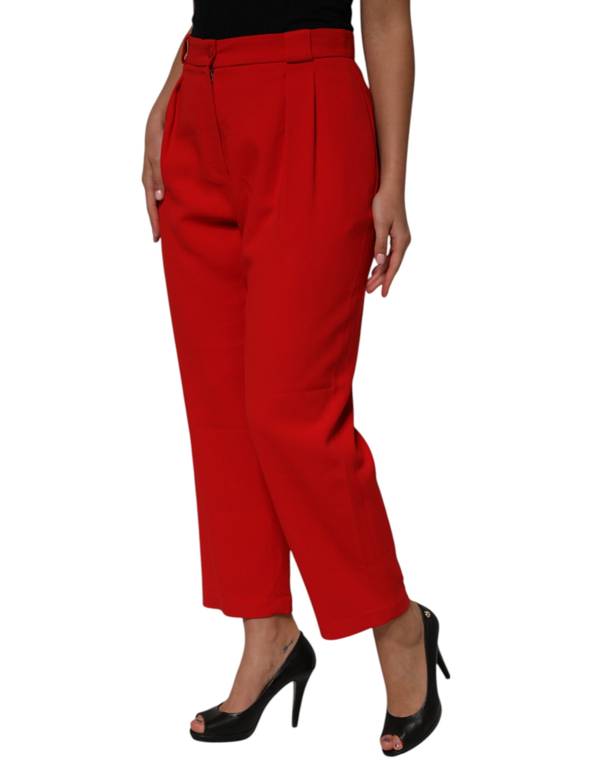 Pantalon droit taille haute rouge Dolce &amp; Gabbana pour femme