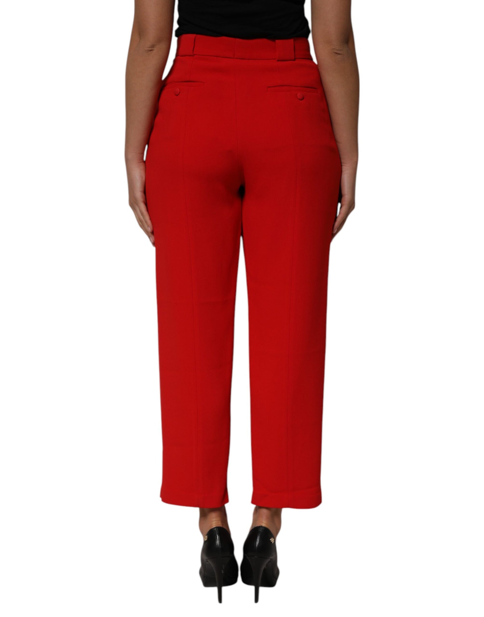 Pantalon droit taille haute rouge Dolce &amp; Gabbana pour femme