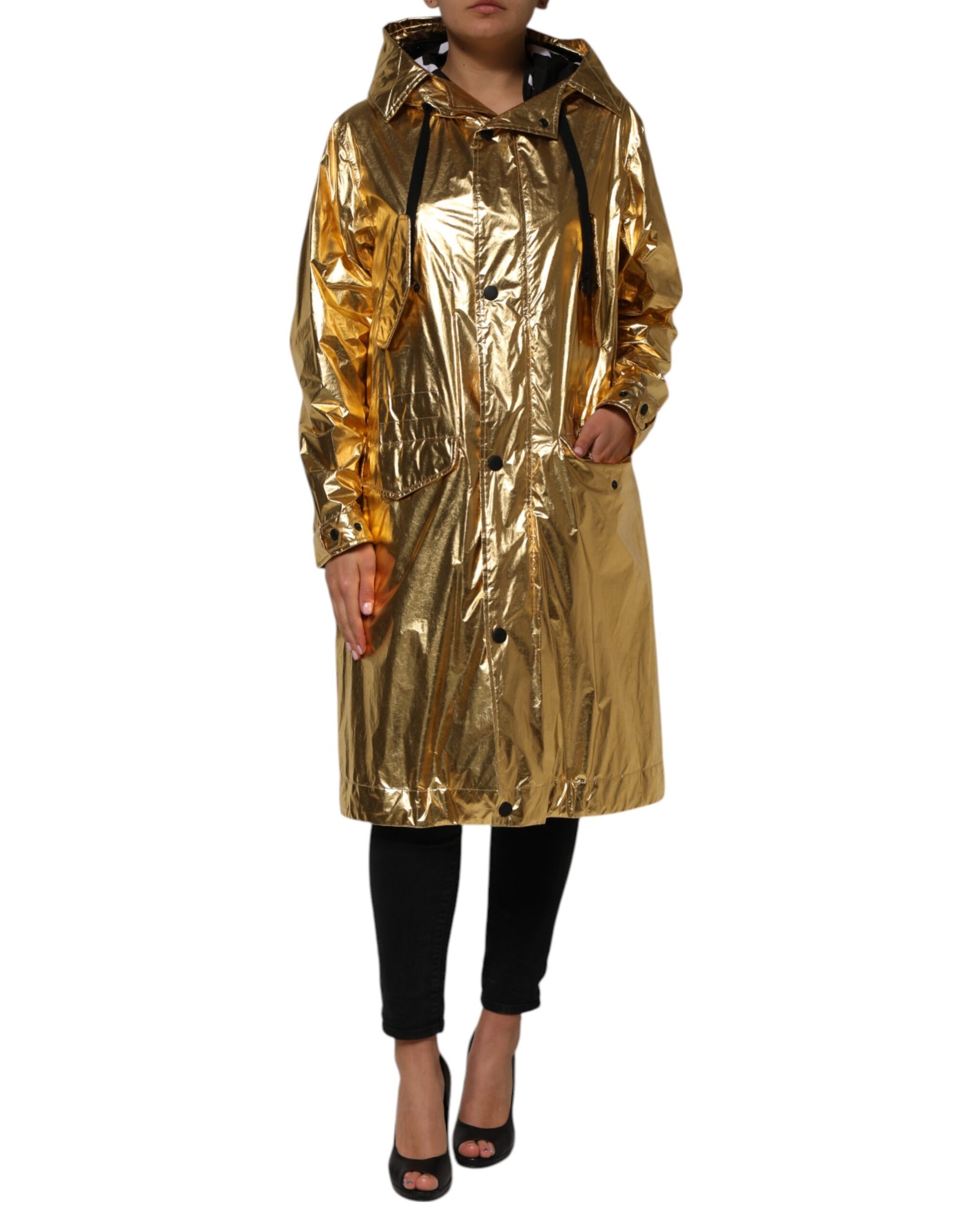 Trench-coat à capuche et manches longues Dolce &amp; Gabbana doré