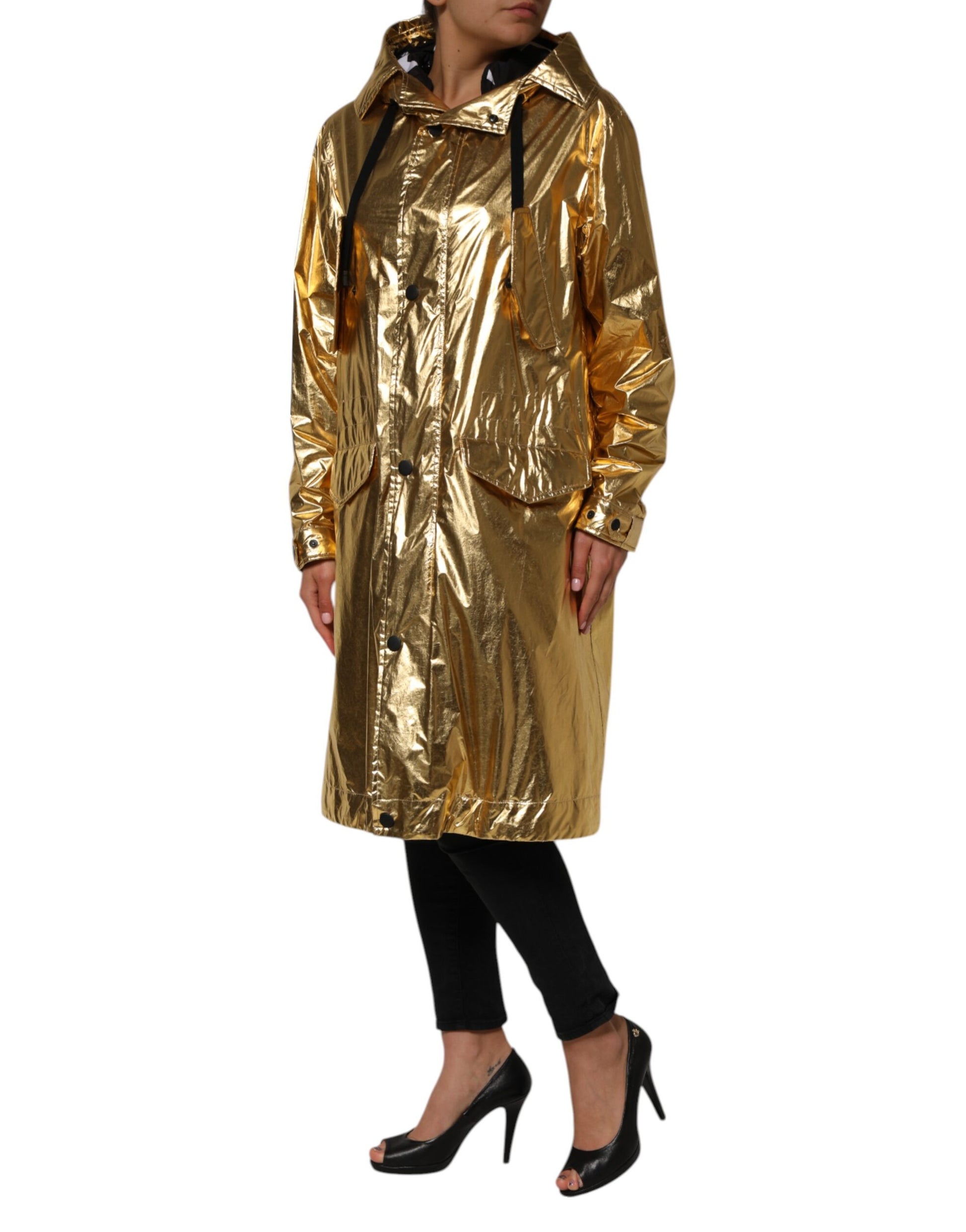 Trench-coat à capuche et manches longues Dolce &amp; Gabbana doré