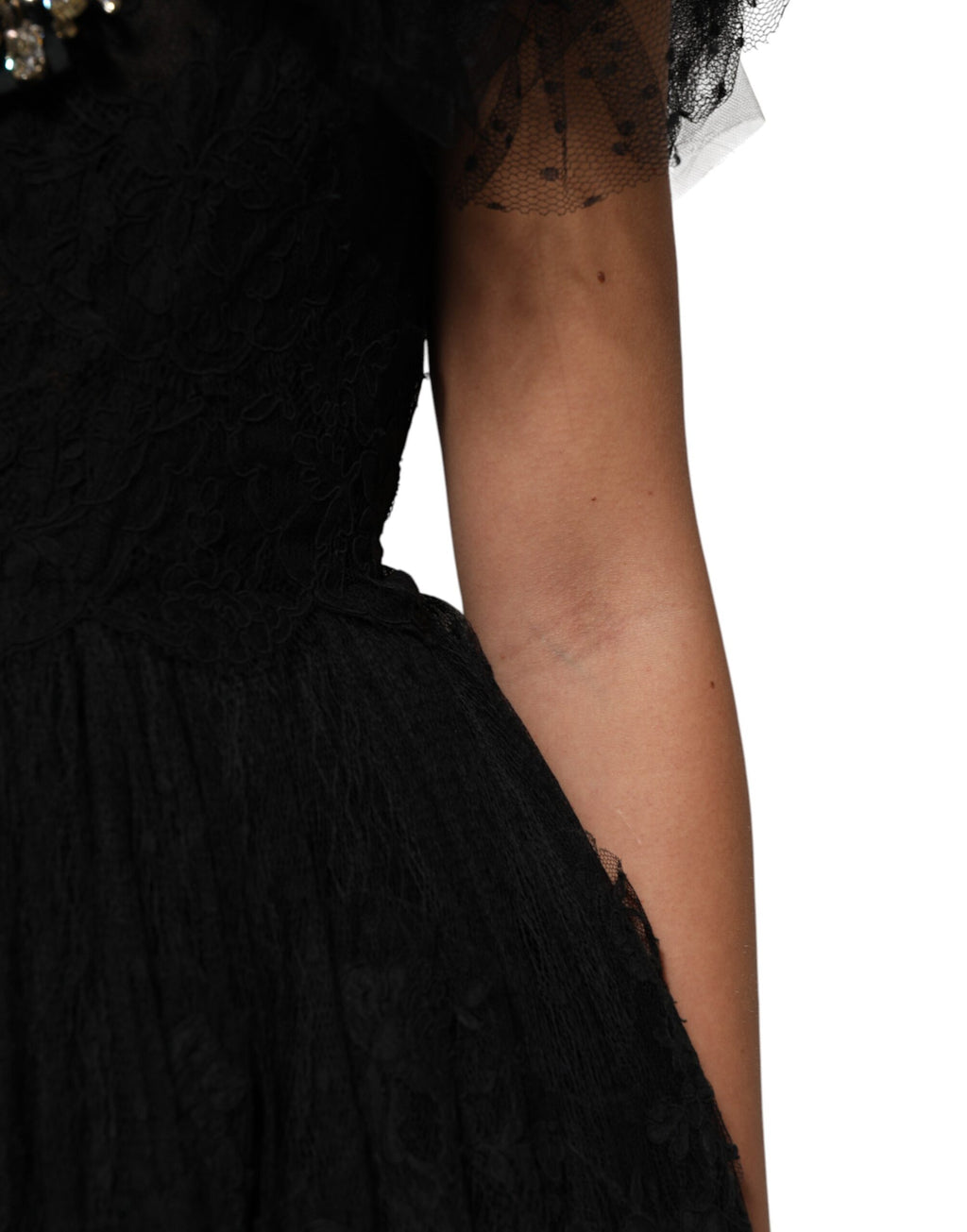 Robe mi-longue trapèze noire ornée de cristaux Dolce &amp; Gabbana