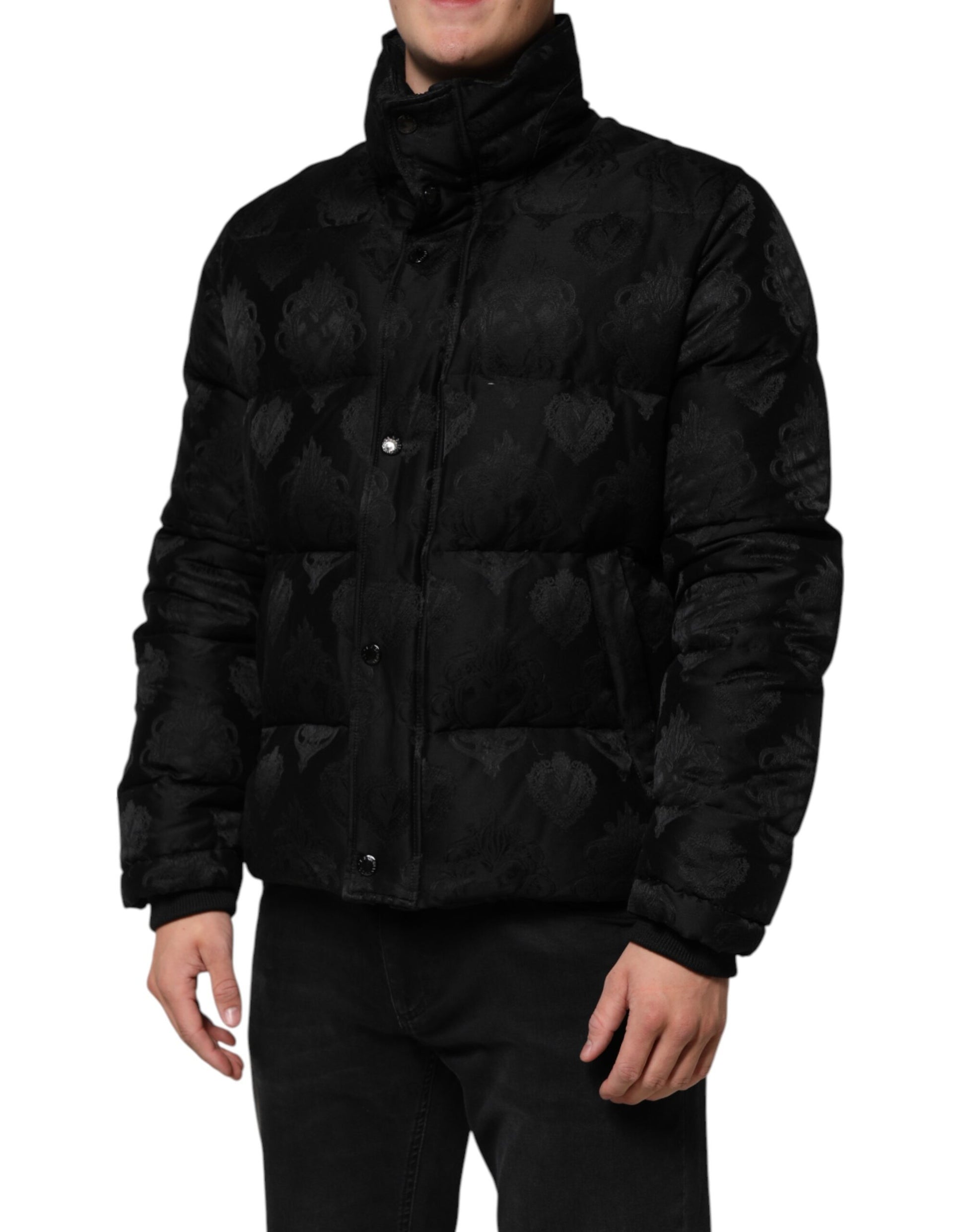 Dolce &amp; Gabbana - Blouson aviateur matelassé en jacquard noir