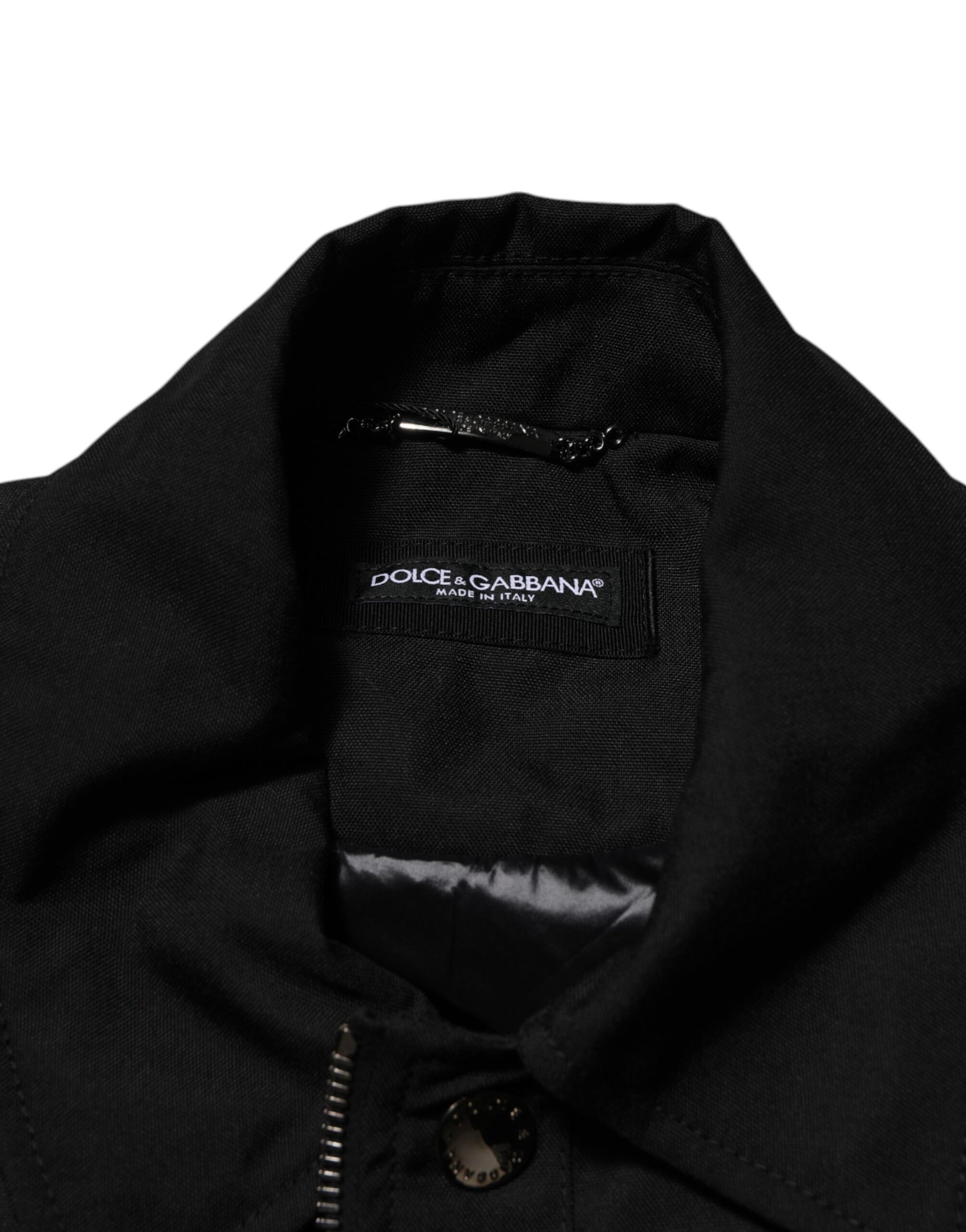 Dolce &amp; Gabbana Blouson aviateur noir à poches plaquées et fermeture éclair intégrale