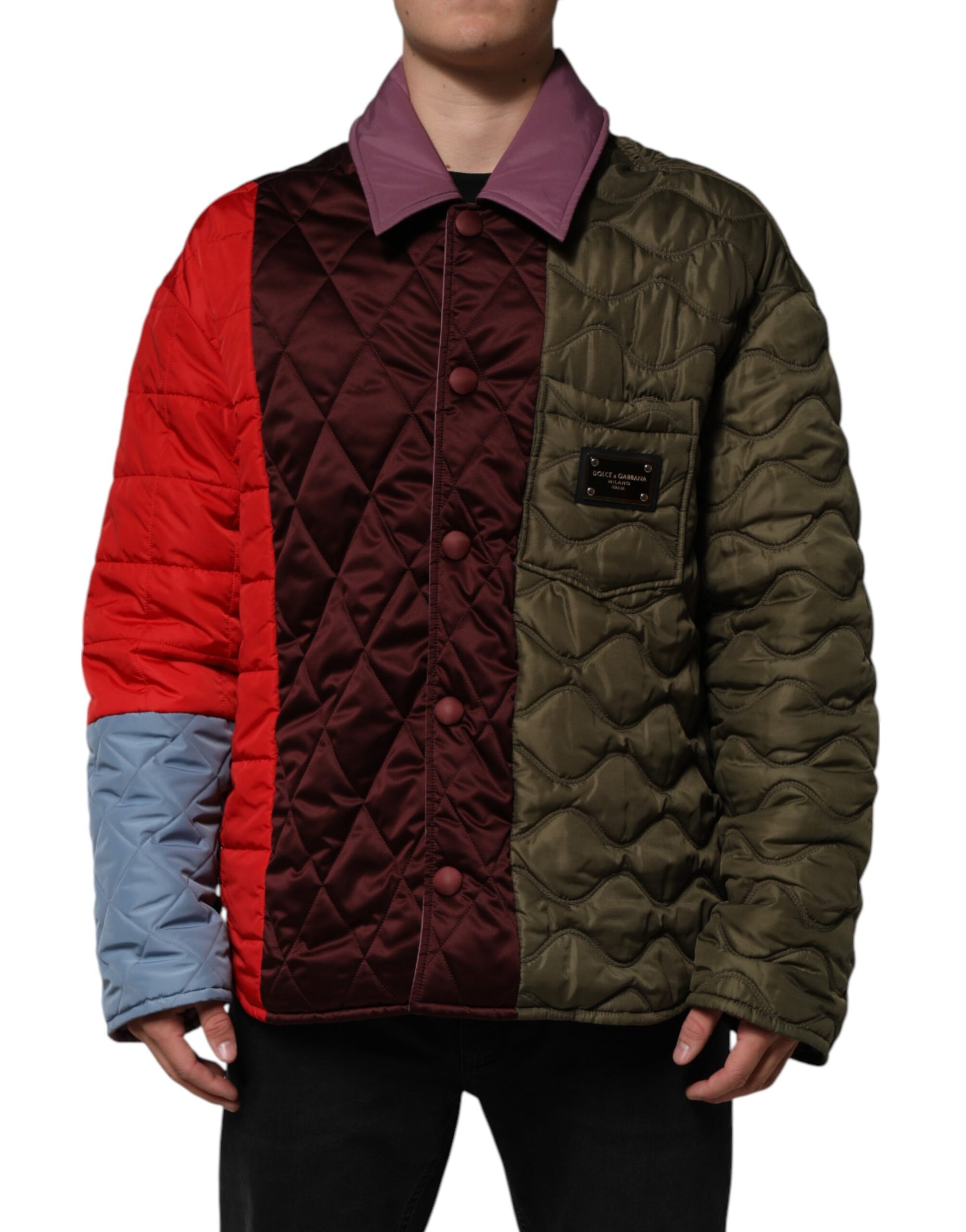Veste matelassée en polyester patchwork multicolore Dolce &amp; Gabbana