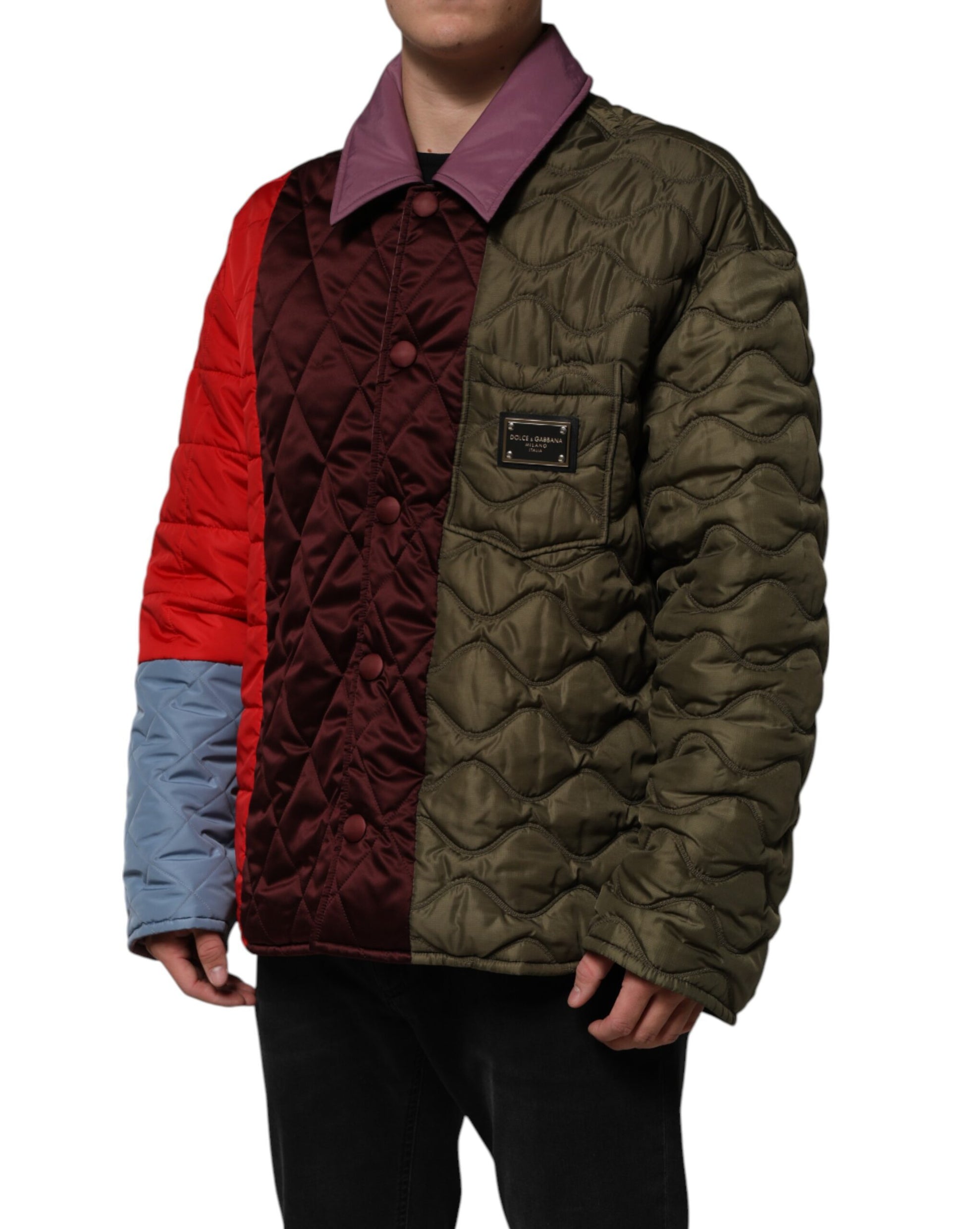 Veste matelassée en polyester patchwork multicolore Dolce &amp; Gabbana