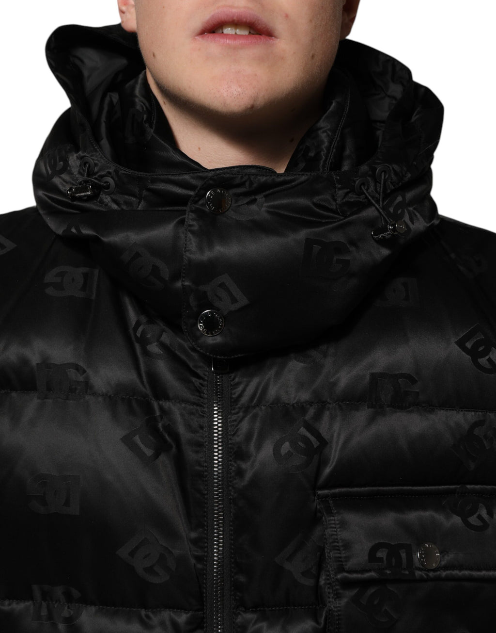 Dolce &amp; Gabbana Veste sans manches matelassée noire à capuche