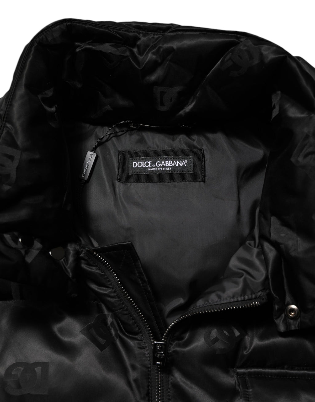 Dolce &amp; Gabbana Veste sans manches matelassée noire à capuche