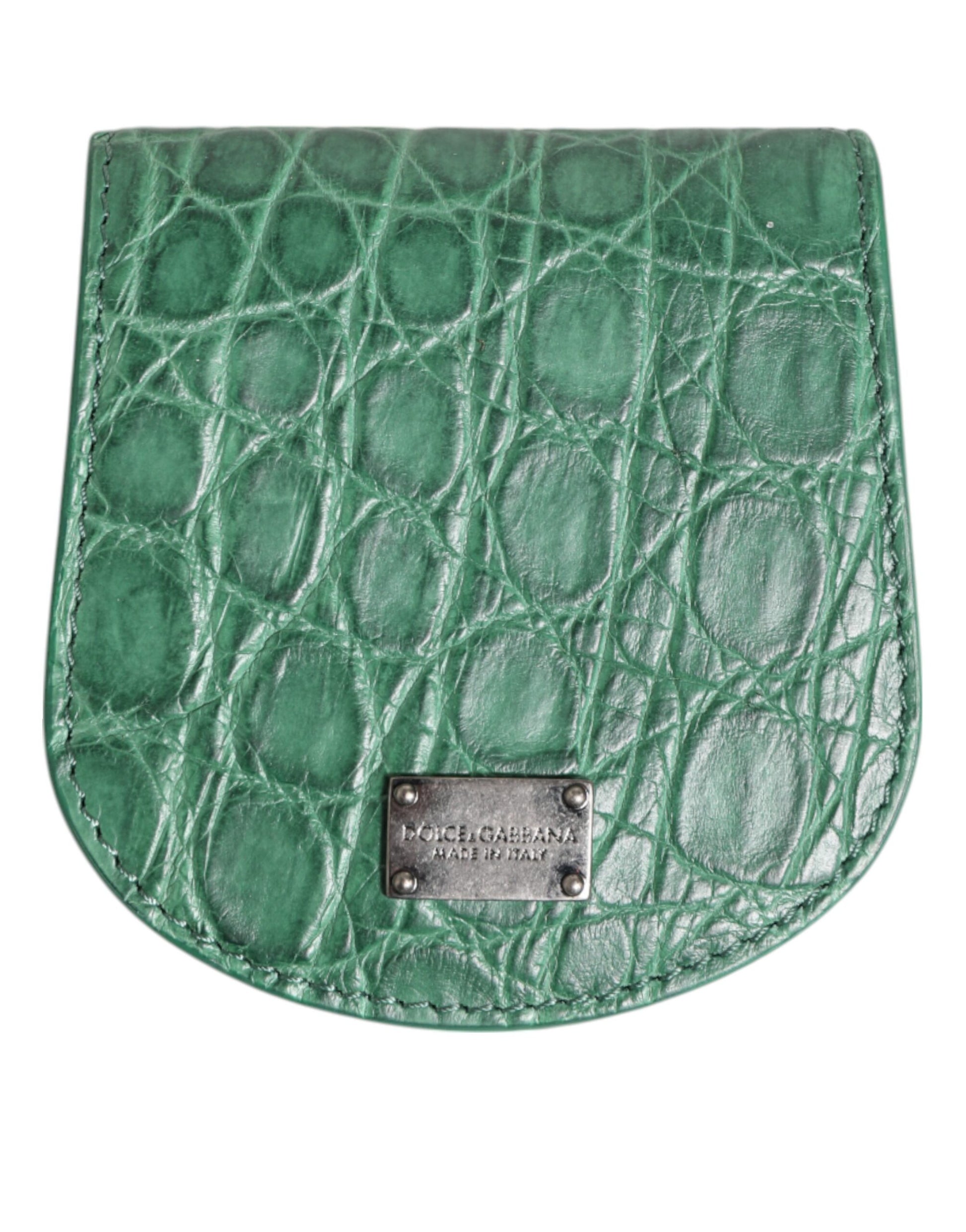 Étui à préservatifs en peau exotique verte Dolce &amp; Gabbana avec porte-monnaie et portefeuille de poche
