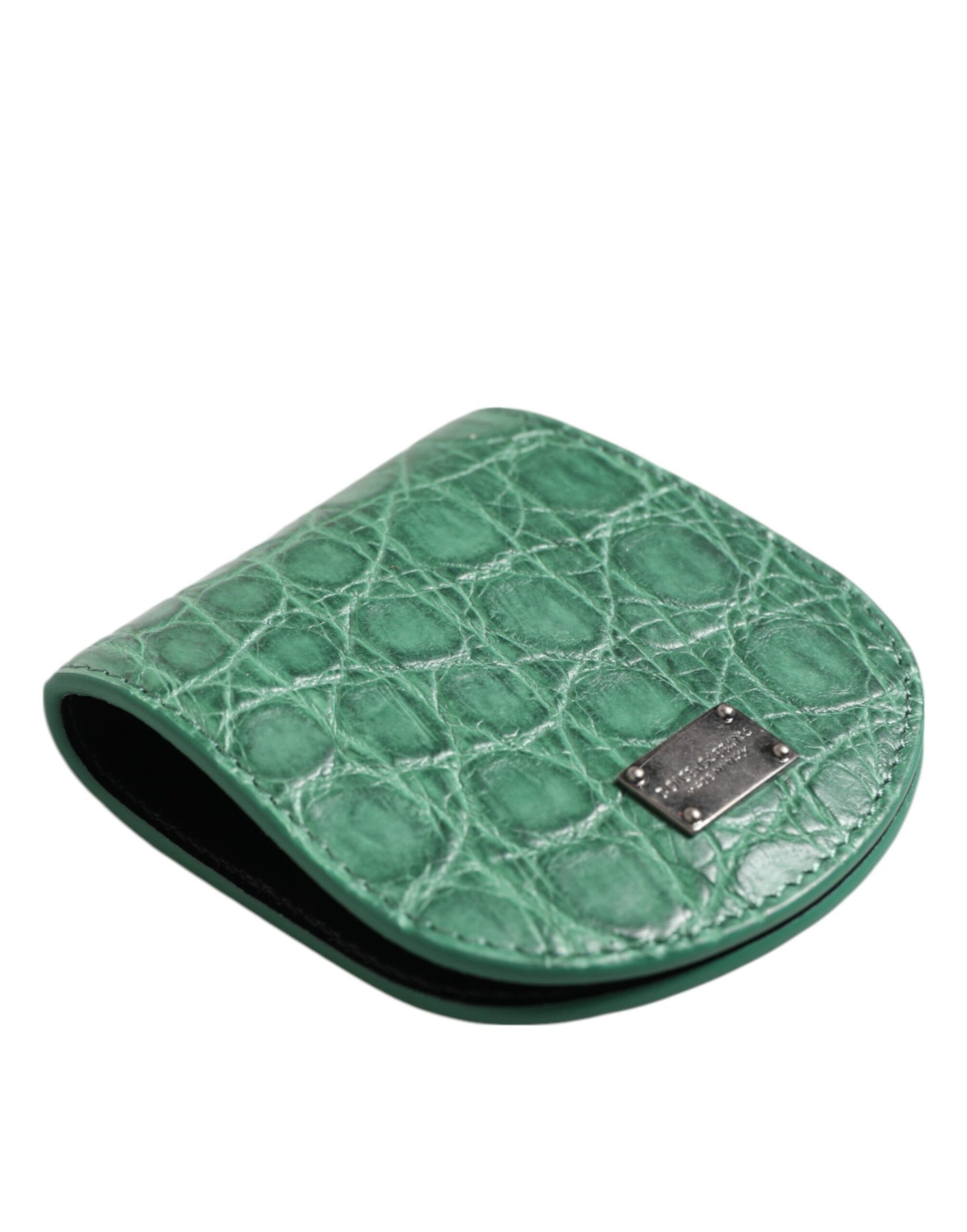 Étui à préservatifs en peau exotique verte Dolce &amp; Gabbana avec porte-monnaie et portefeuille de poche