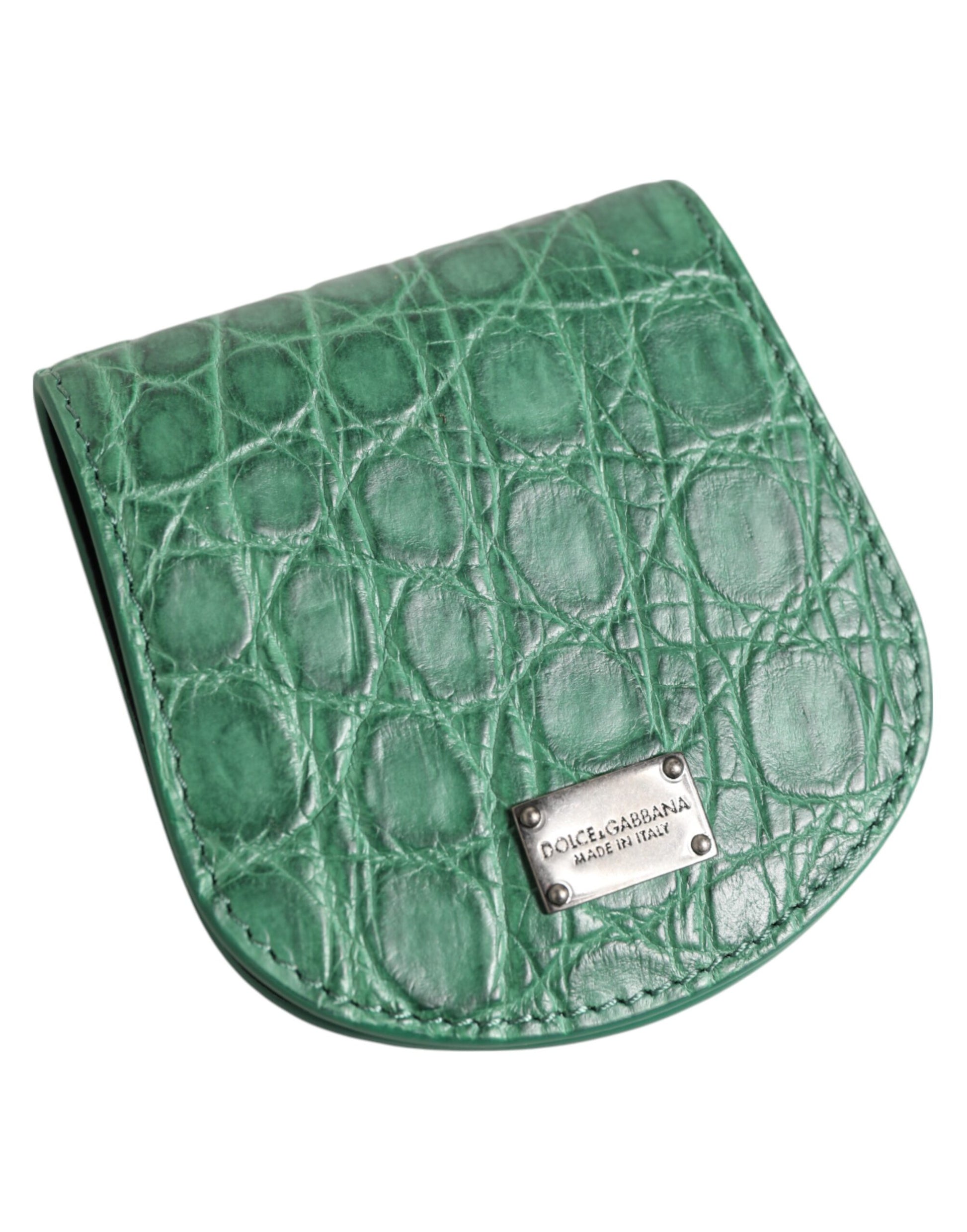 Étui à préservatifs en peau exotique verte Dolce &amp; Gabbana avec porte-monnaie et portefeuille de poche