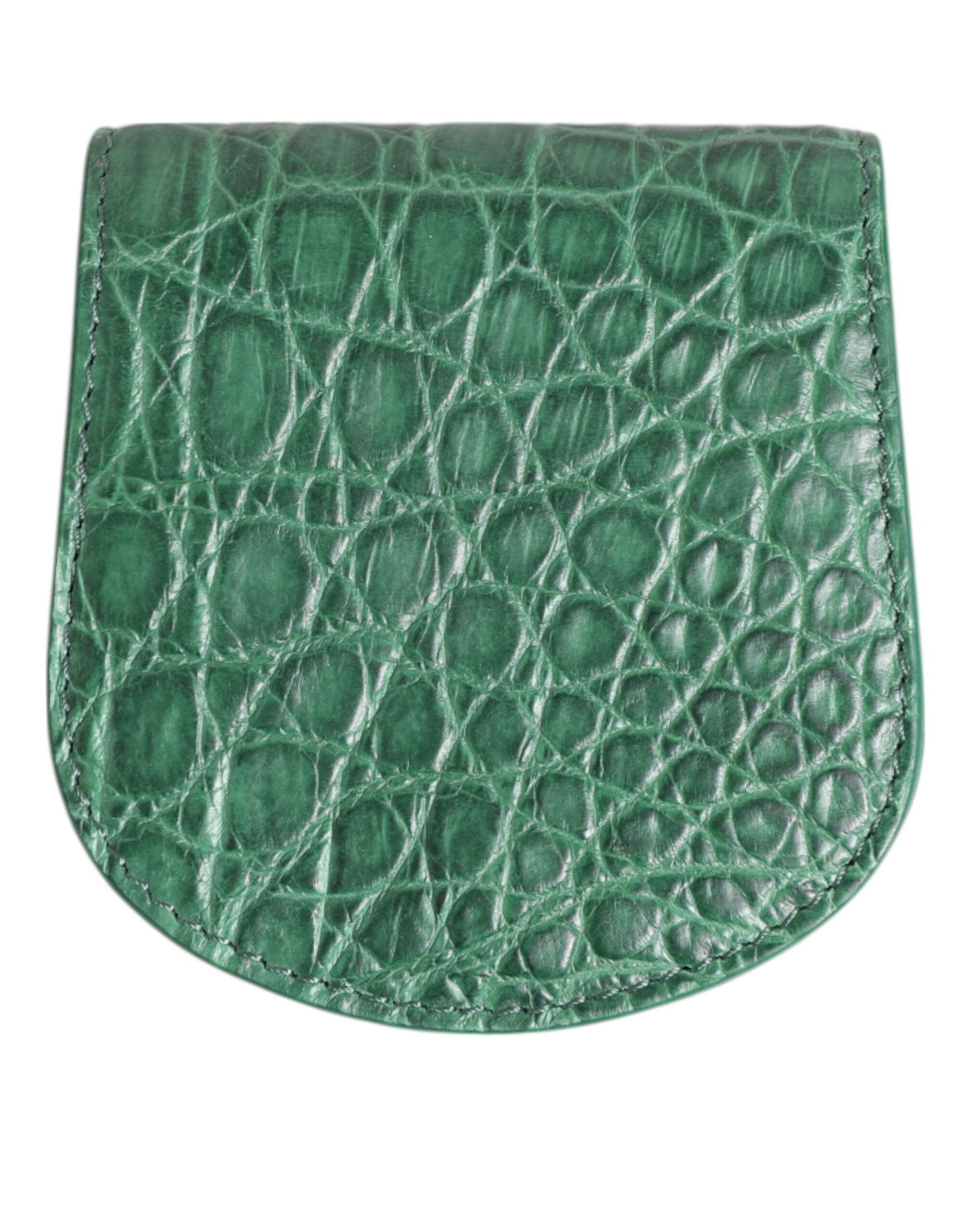 Étui à préservatifs en peau exotique verte Dolce &amp; Gabbana avec porte-monnaie et portefeuille de poche