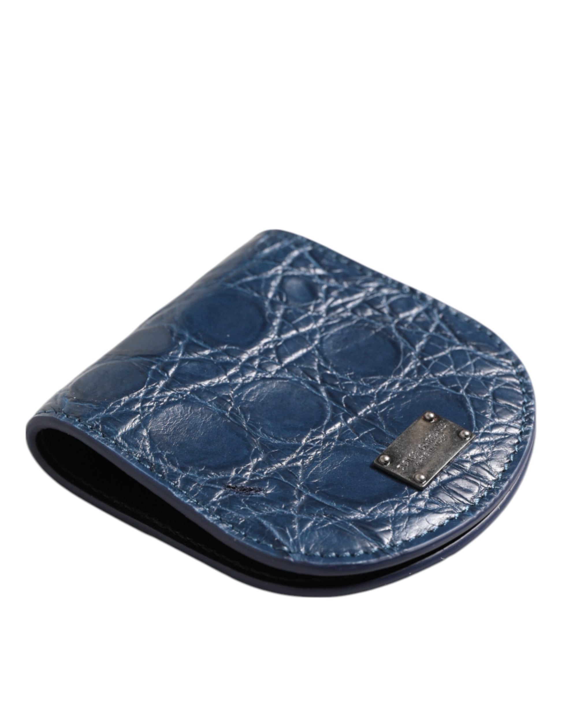 Étui à préservatifs en peau exotique bleue Dolce &amp; Gabbana avec porte-monnaie et portefeuille de poche