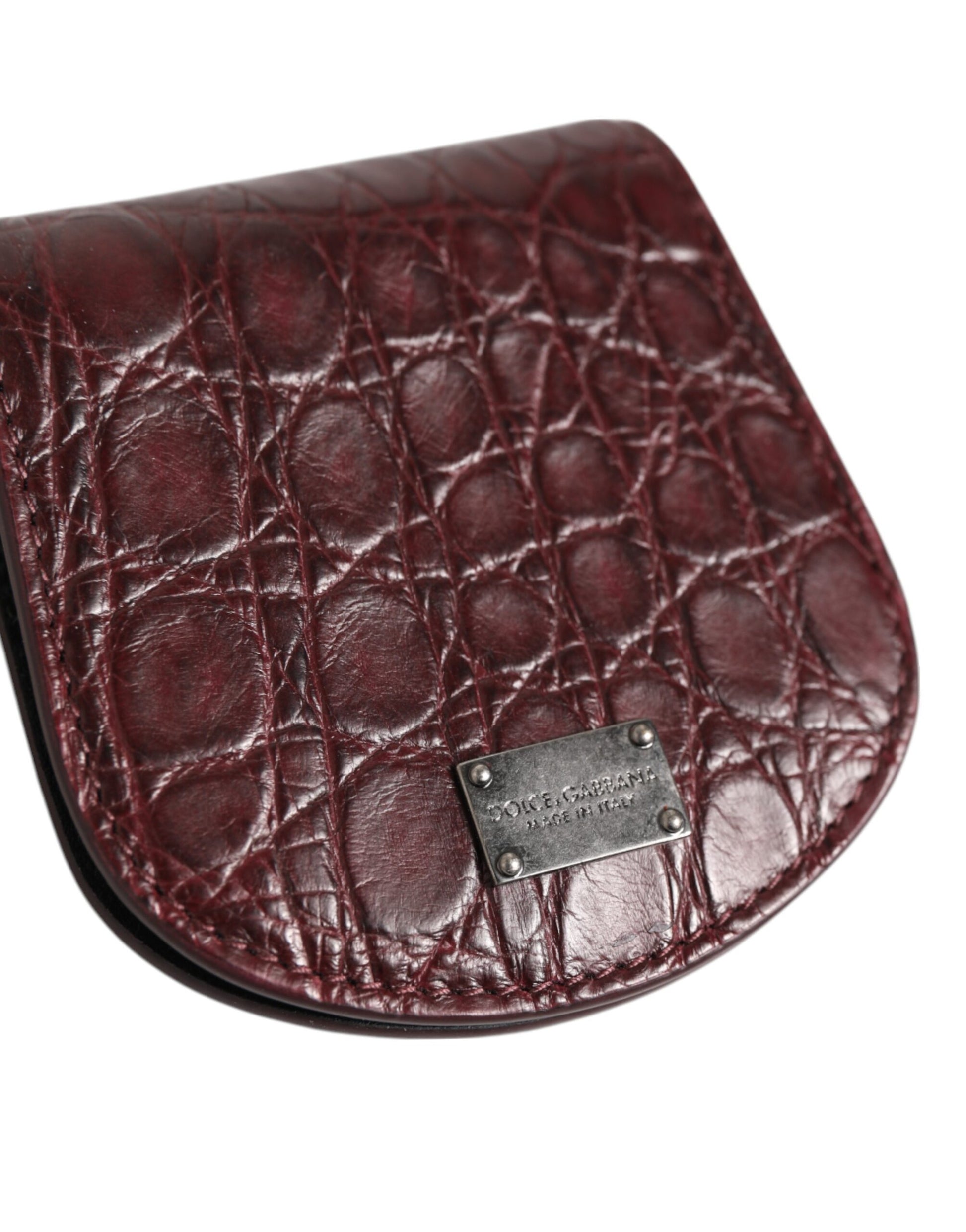 Portefeuille de poche avec porte-pièces et porte-préservatifs Dolce &amp; Gabbana en peau exotique bordeaux