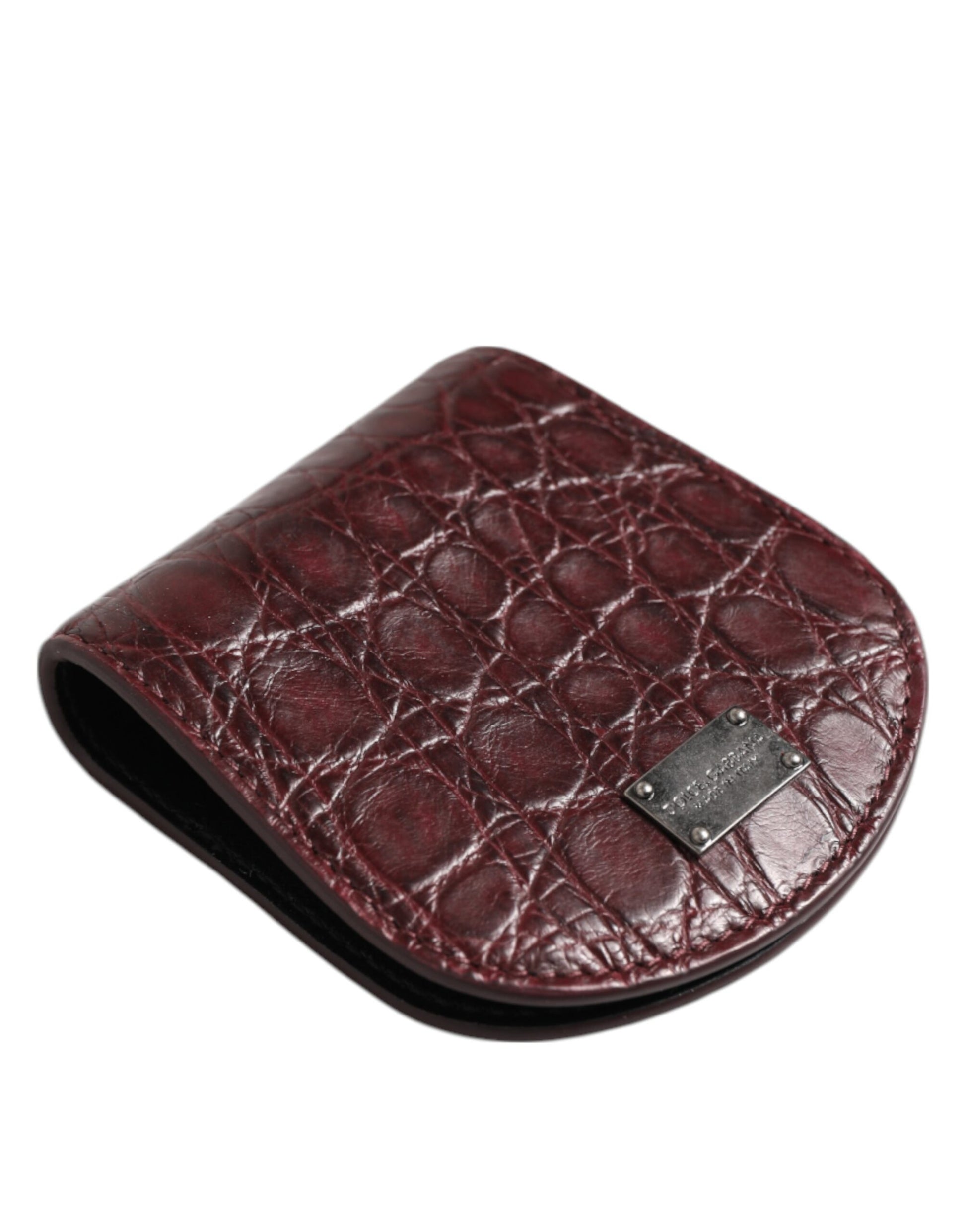 Portefeuille de poche avec porte-pièces et porte-préservatifs Dolce &amp; Gabbana en peau exotique bordeaux
