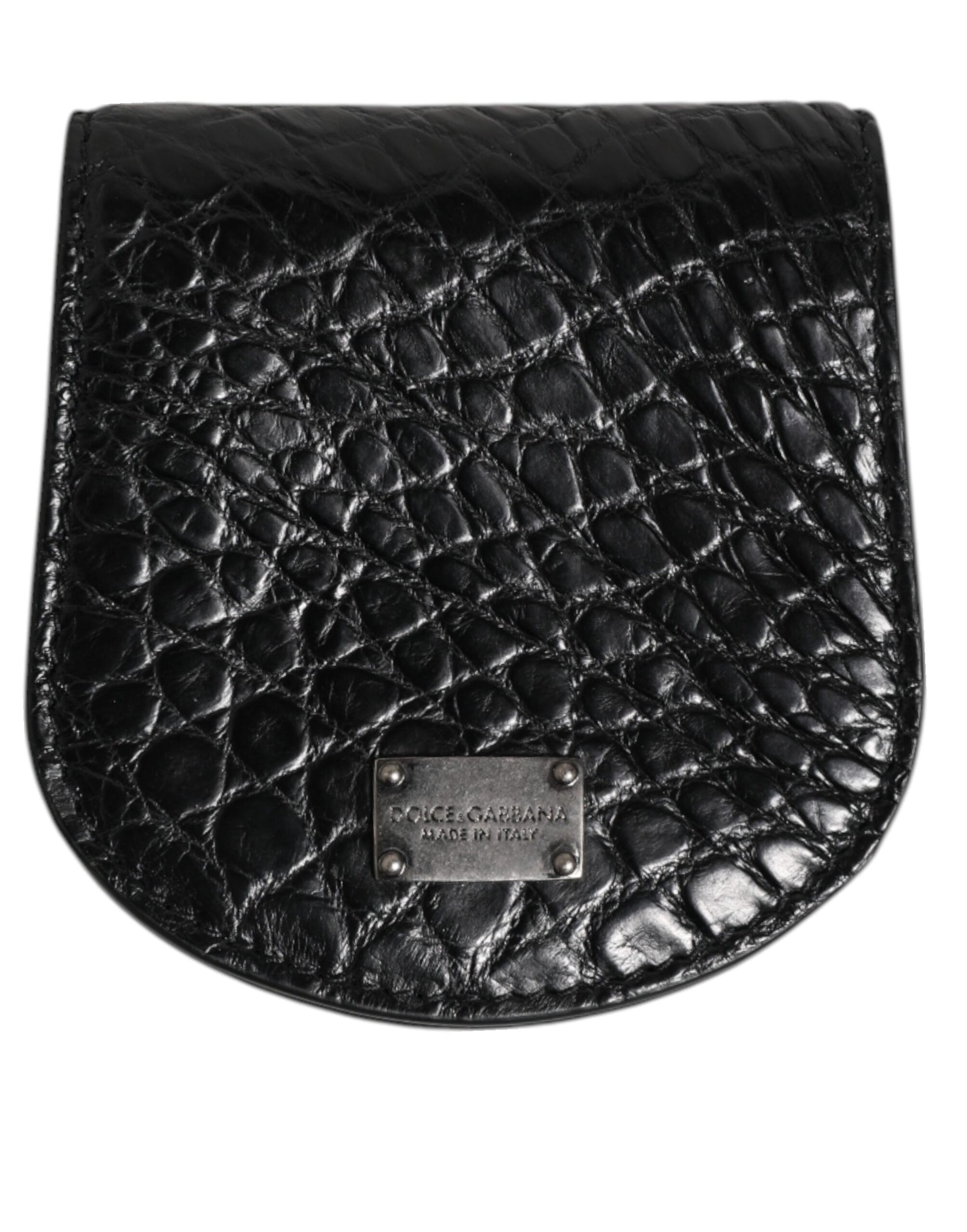 Étui à préservatifs en cuir exotique noir Dolce &amp; Gabbana avec porte-monnaie et portefeuille de poche
