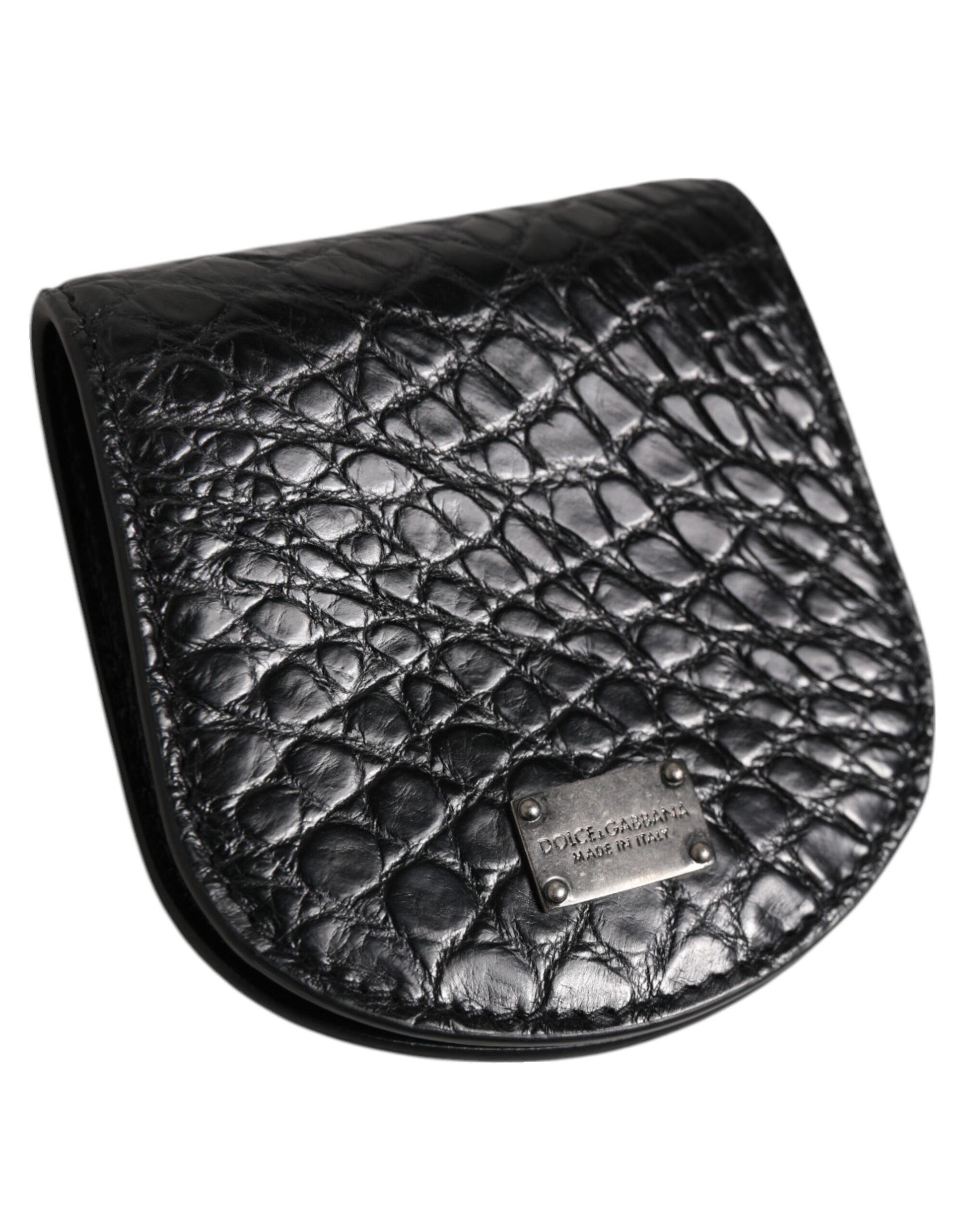 Étui à préservatifs en cuir exotique noir Dolce &amp; Gabbana avec porte-monnaie et portefeuille de poche