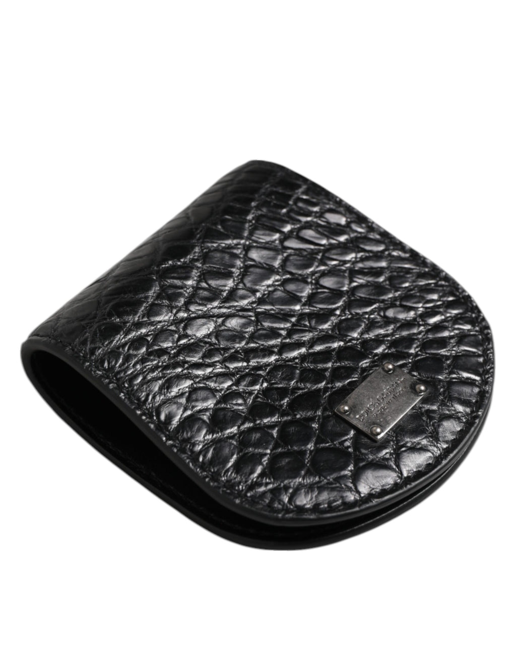 Étui à préservatifs en cuir exotique noir Dolce &amp; Gabbana avec porte-monnaie et portefeuille de poche