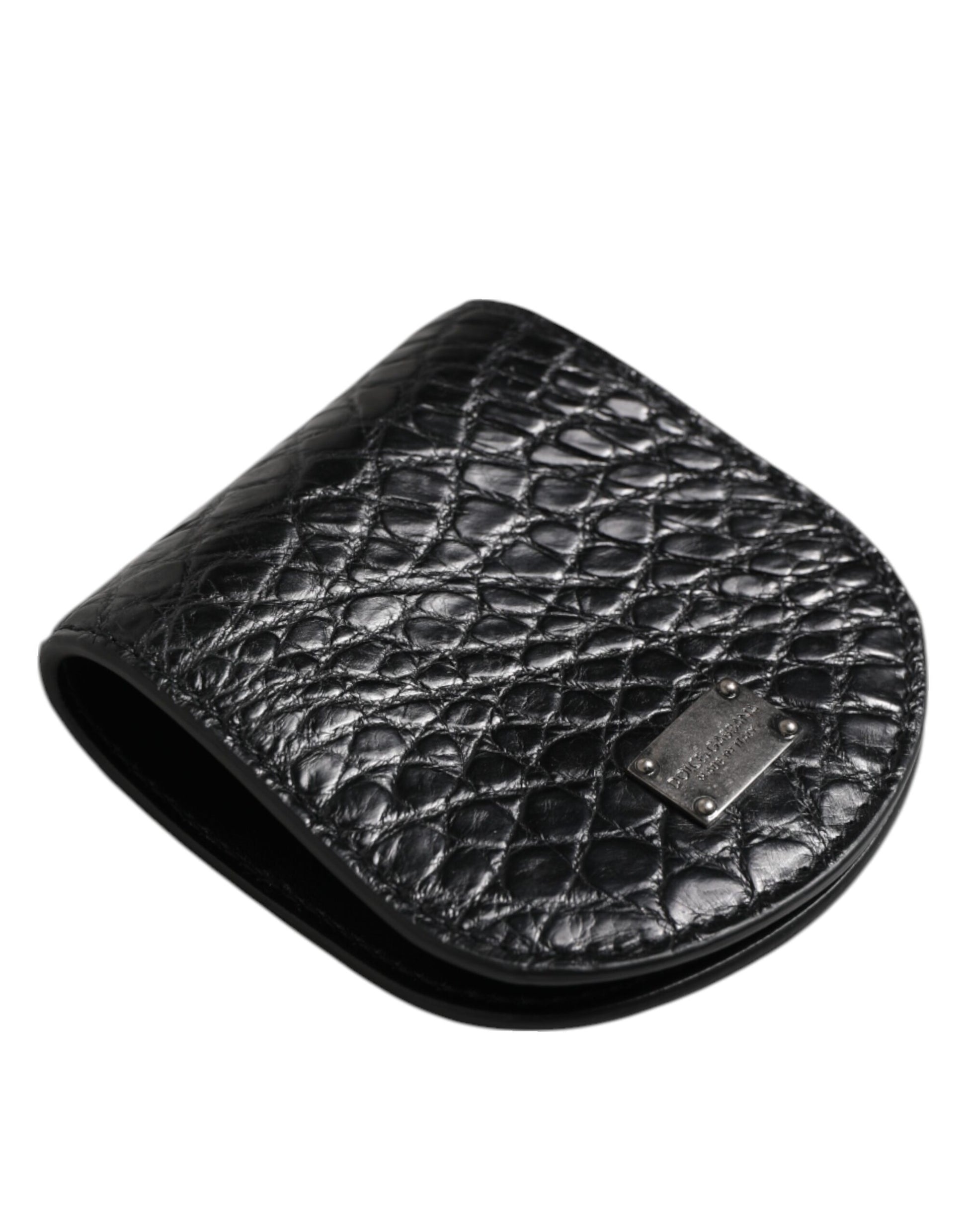 Étui à préservatifs en cuir exotique noir Dolce &amp; Gabbana avec porte-monnaie et portefeuille de poche