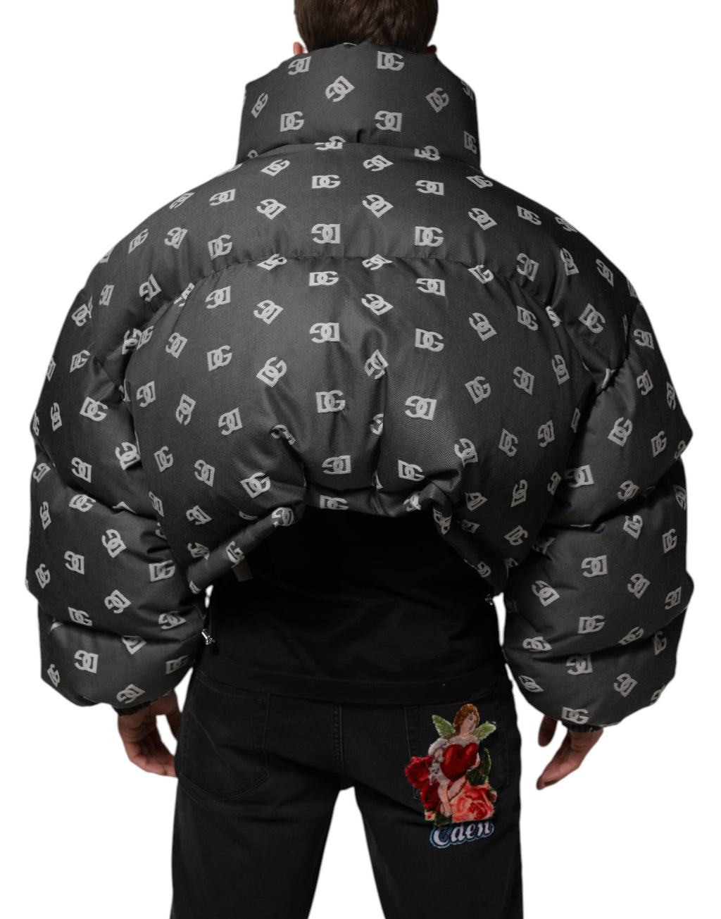 Doudoune zippée noire Dolce &amp; Gabbana avec monogramme DG pour homme