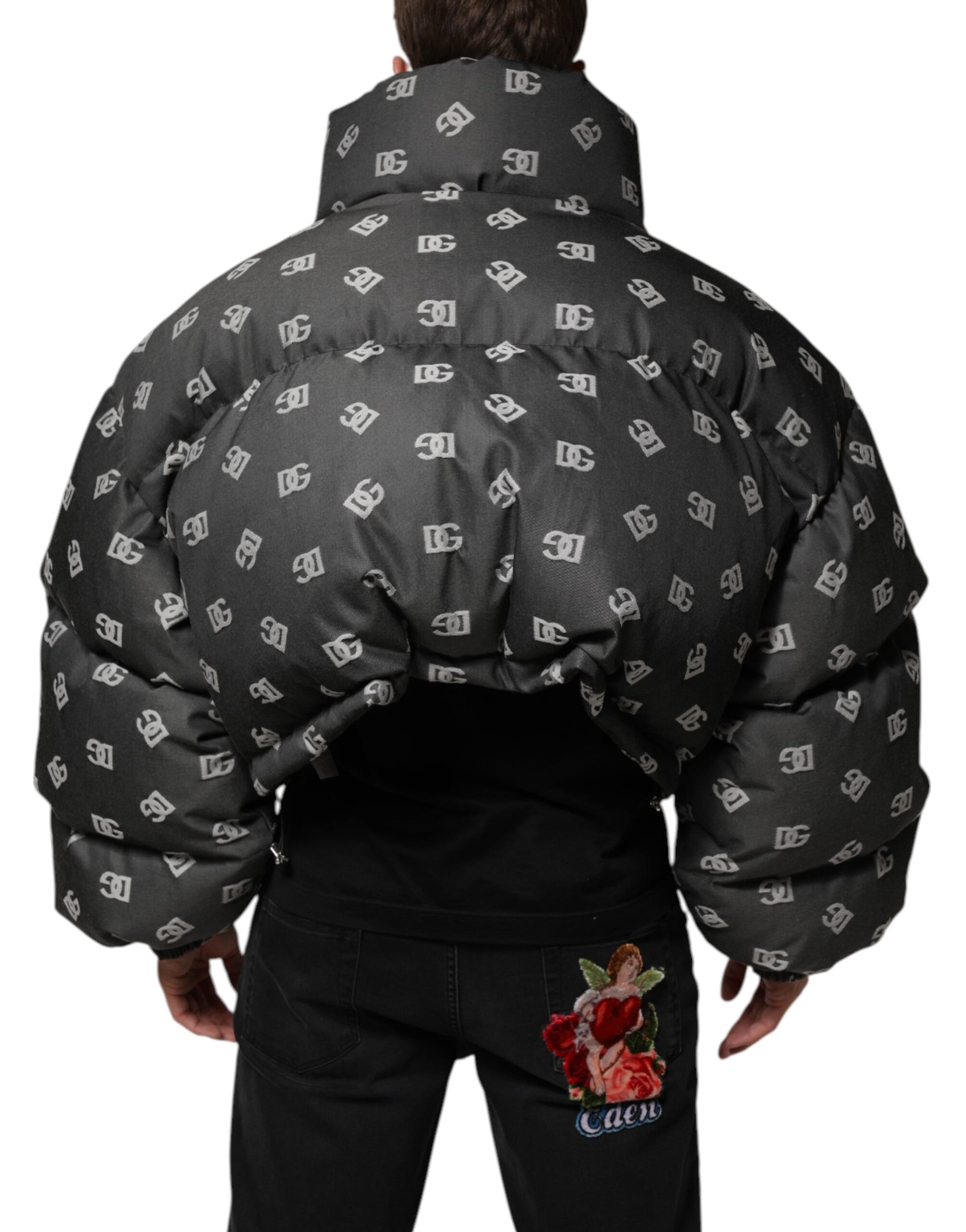 Doudoune zippée noire Dolce &amp; Gabbana avec monogramme DG pour homme