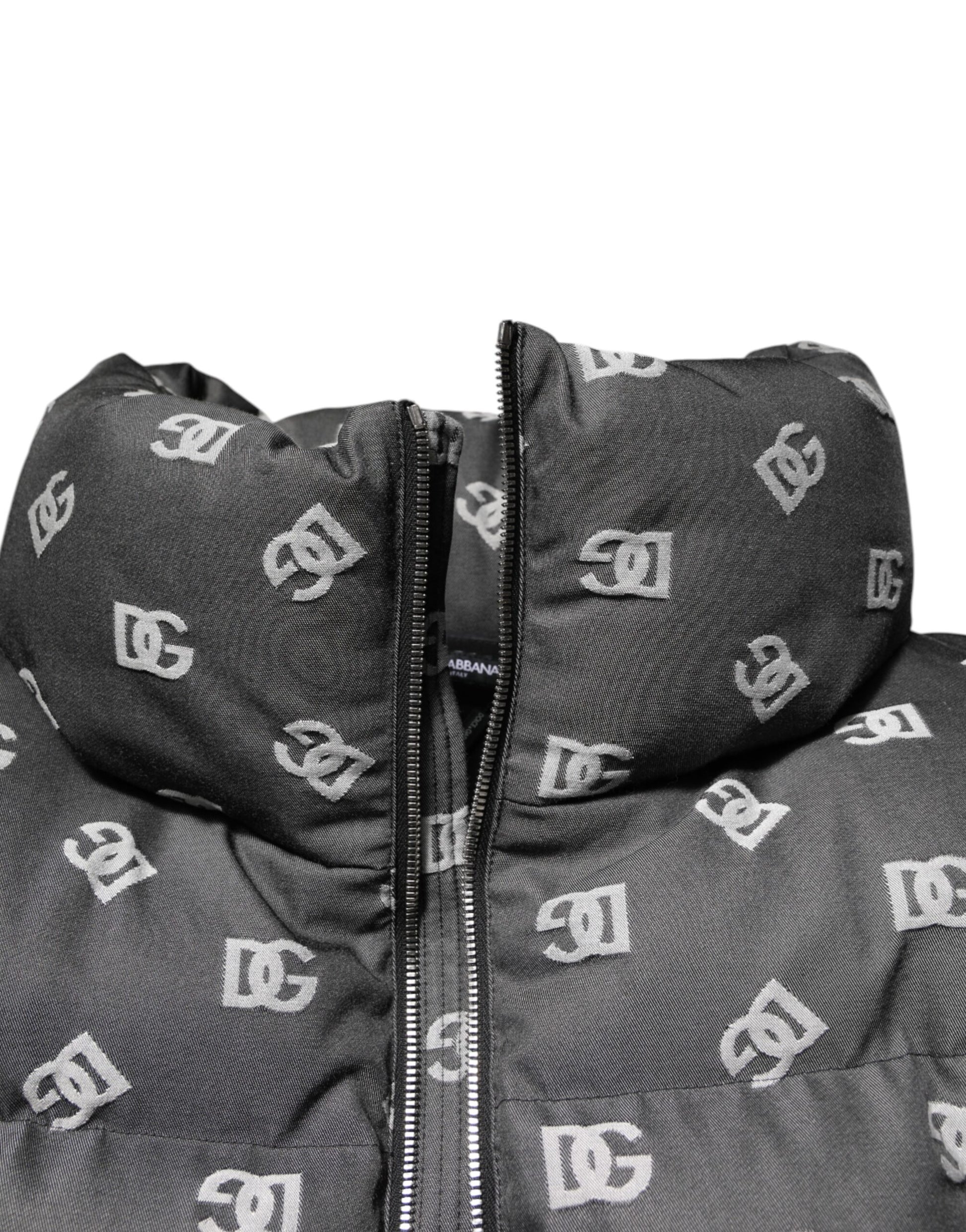 Doudoune zippée noire Dolce &amp; Gabbana avec monogramme DG pour homme