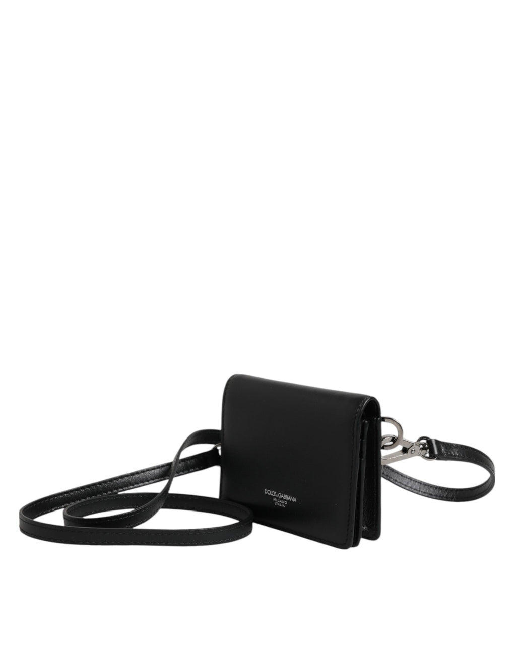 Sac à bandoulière pour homme Dolce &amp; Gabbana en cuir noir avec porte-cartes à deux volets