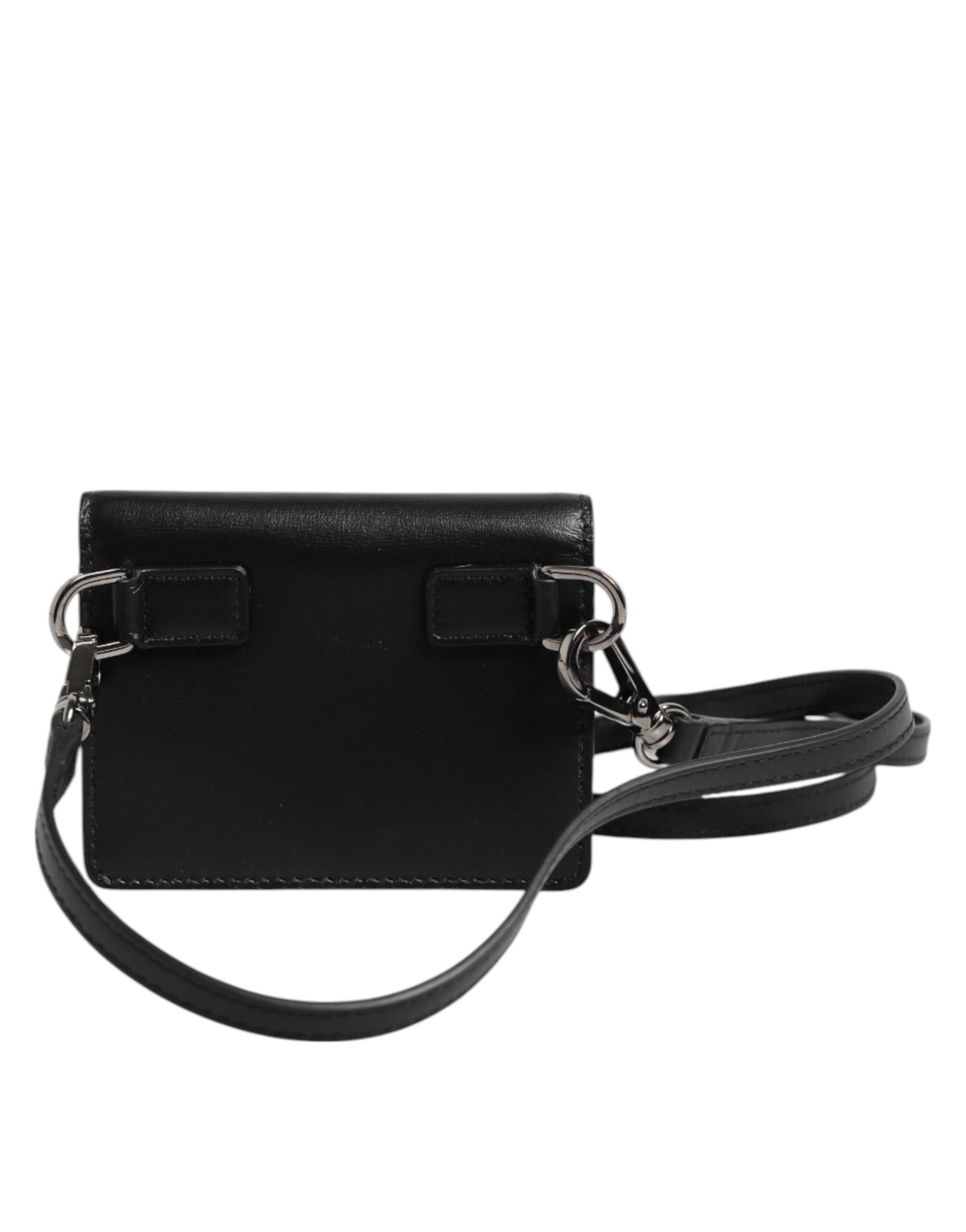 Sac à bandoulière pour homme Dolce &amp; Gabbana en cuir noir avec porte-cartes à deux volets