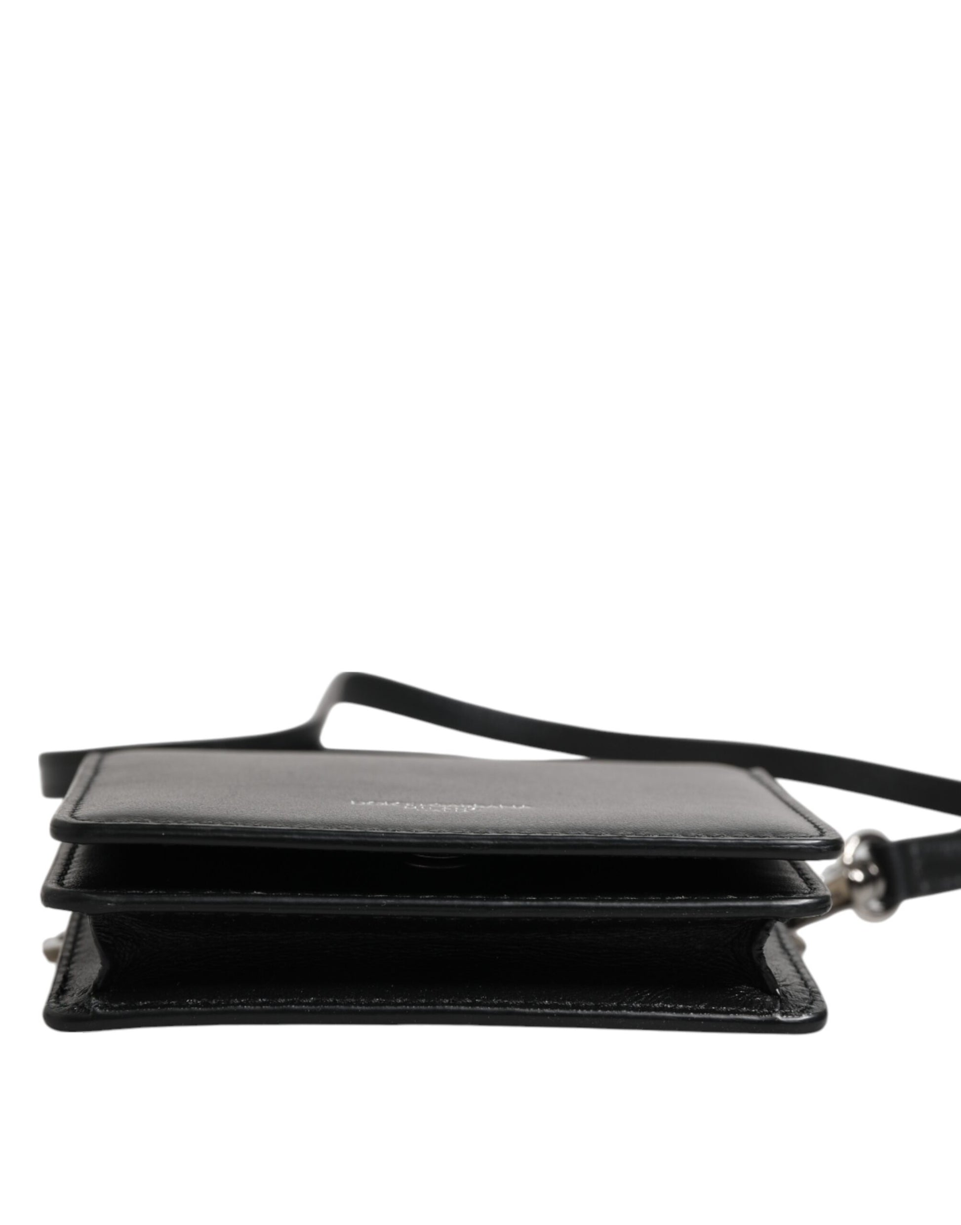 Sac à bandoulière pour homme Dolce &amp; Gabbana en cuir noir avec porte-cartes à deux volets