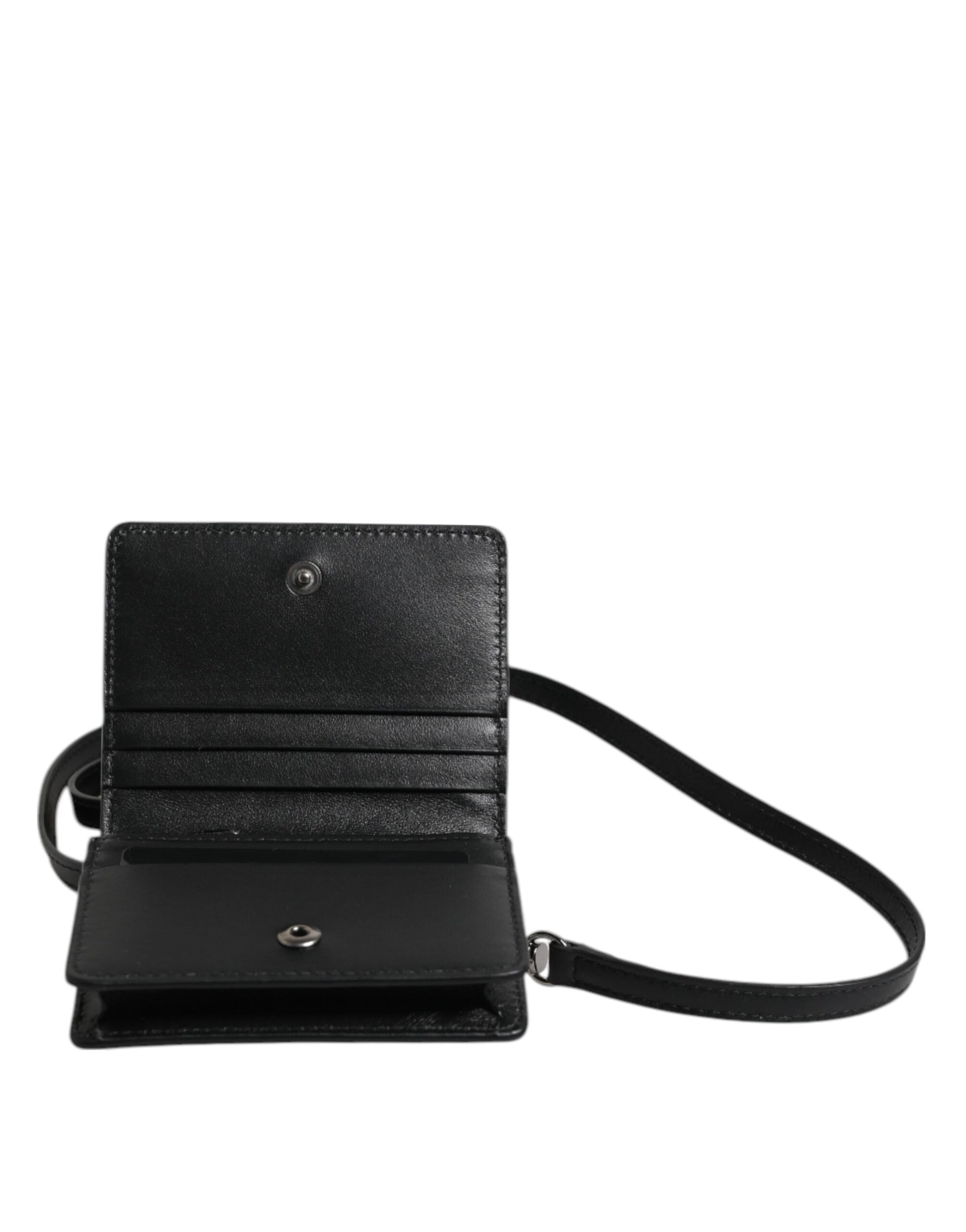 Sac à bandoulière pour homme Dolce &amp; Gabbana en cuir noir avec porte-cartes à deux volets