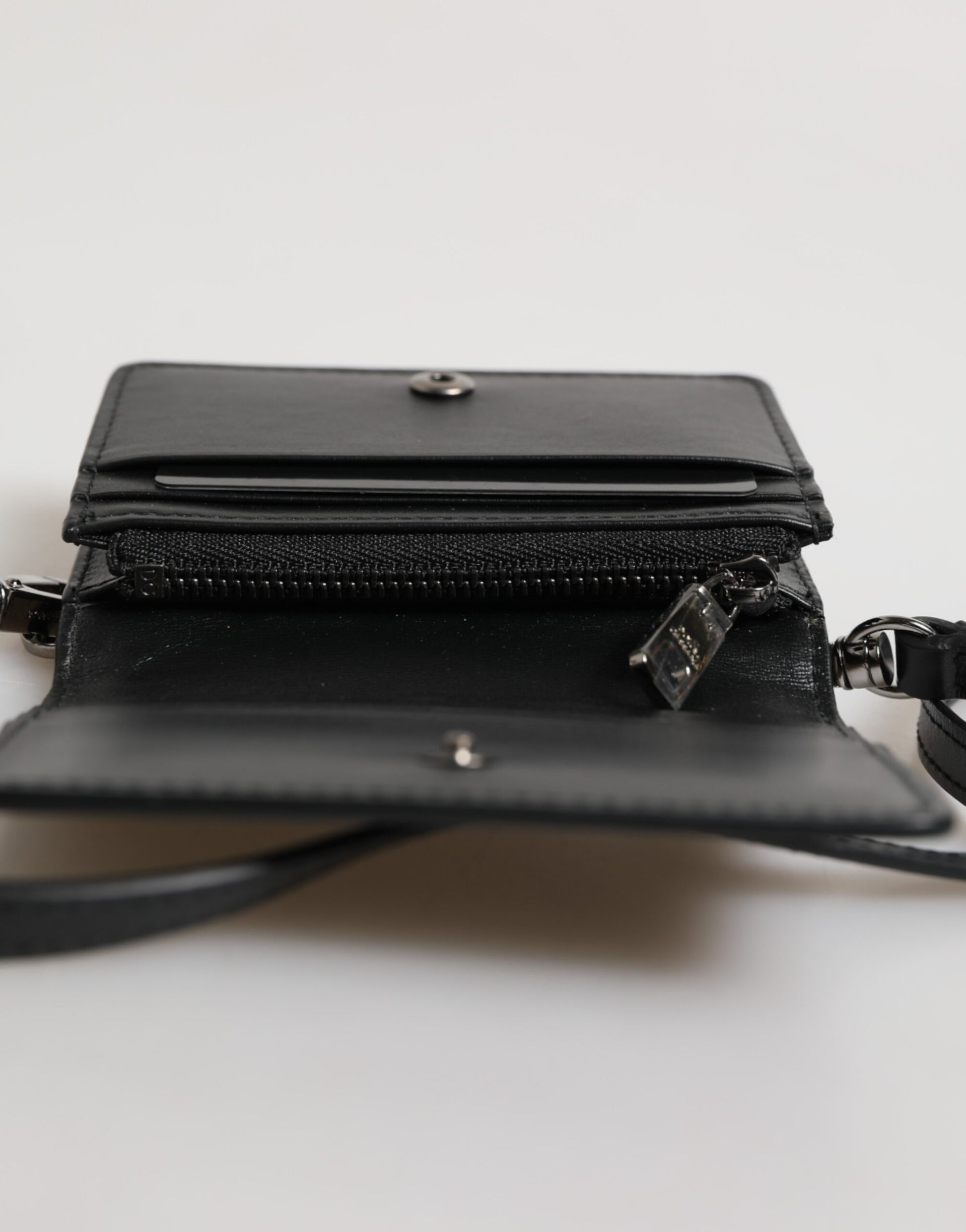 Sac à bandoulière pour homme Dolce &amp; Gabbana en cuir noir avec porte-cartes à deux volets