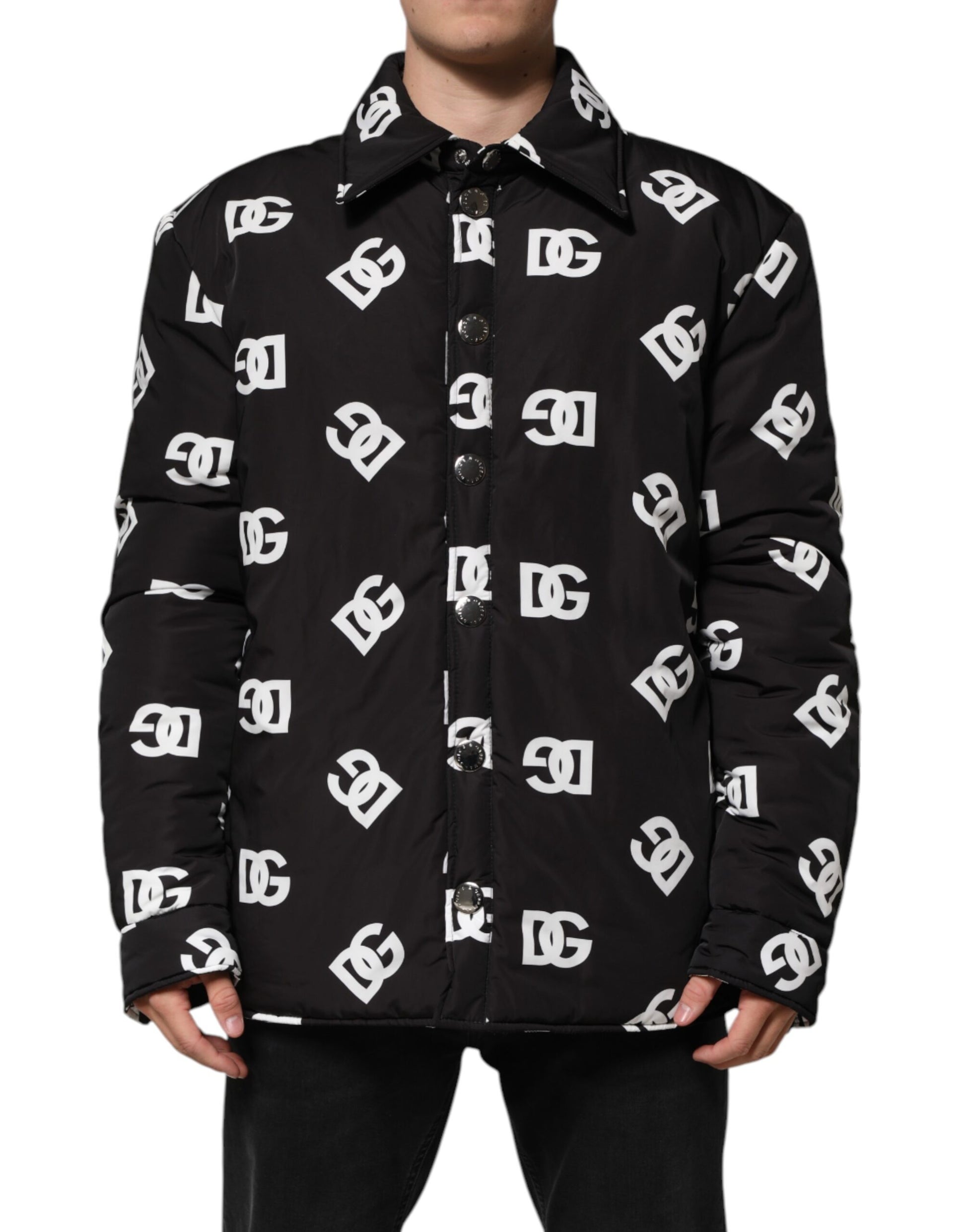 Veste coupe-vent en nylon noir Dolce &amp; Gabbana avec monogramme DG