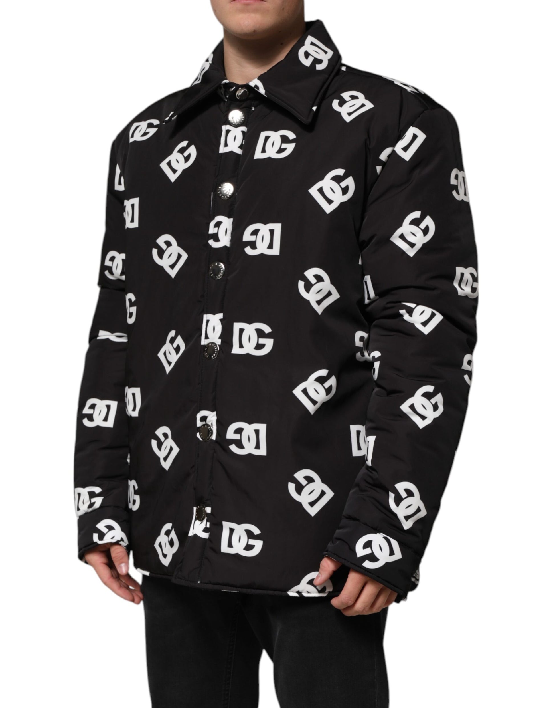 Veste coupe-vent en nylon noir Dolce &amp; Gabbana avec monogramme DG