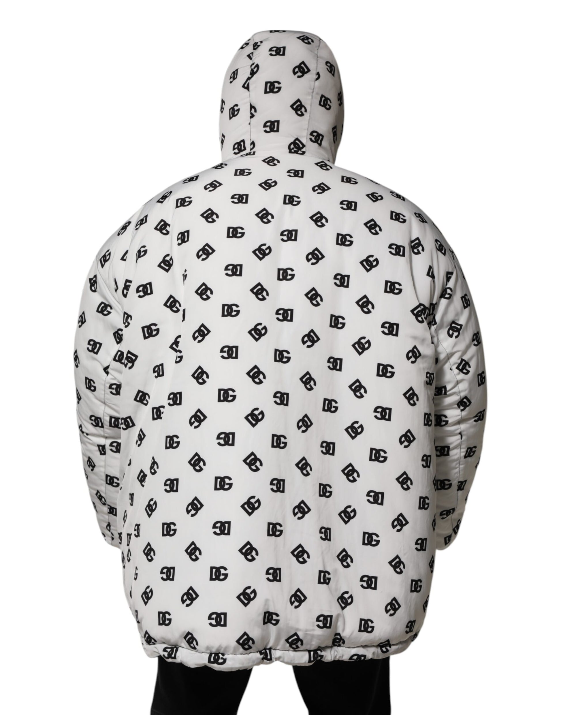 Doudoune à capuche blanche Dolce &amp; Gabbana avec monogramme DG