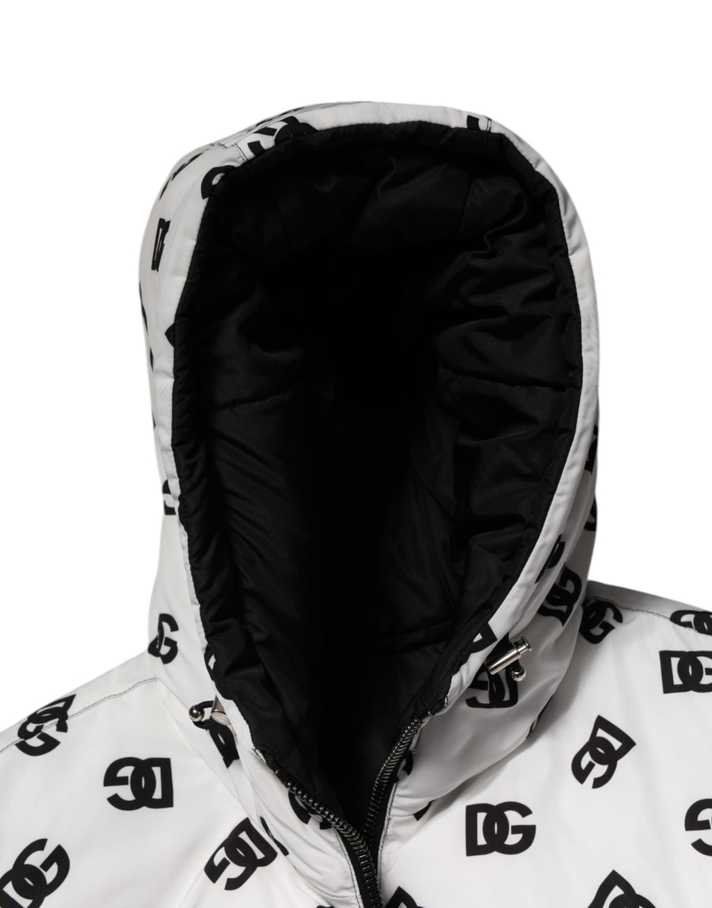 Doudoune à capuche blanche Dolce &amp; Gabbana avec monogramme DG