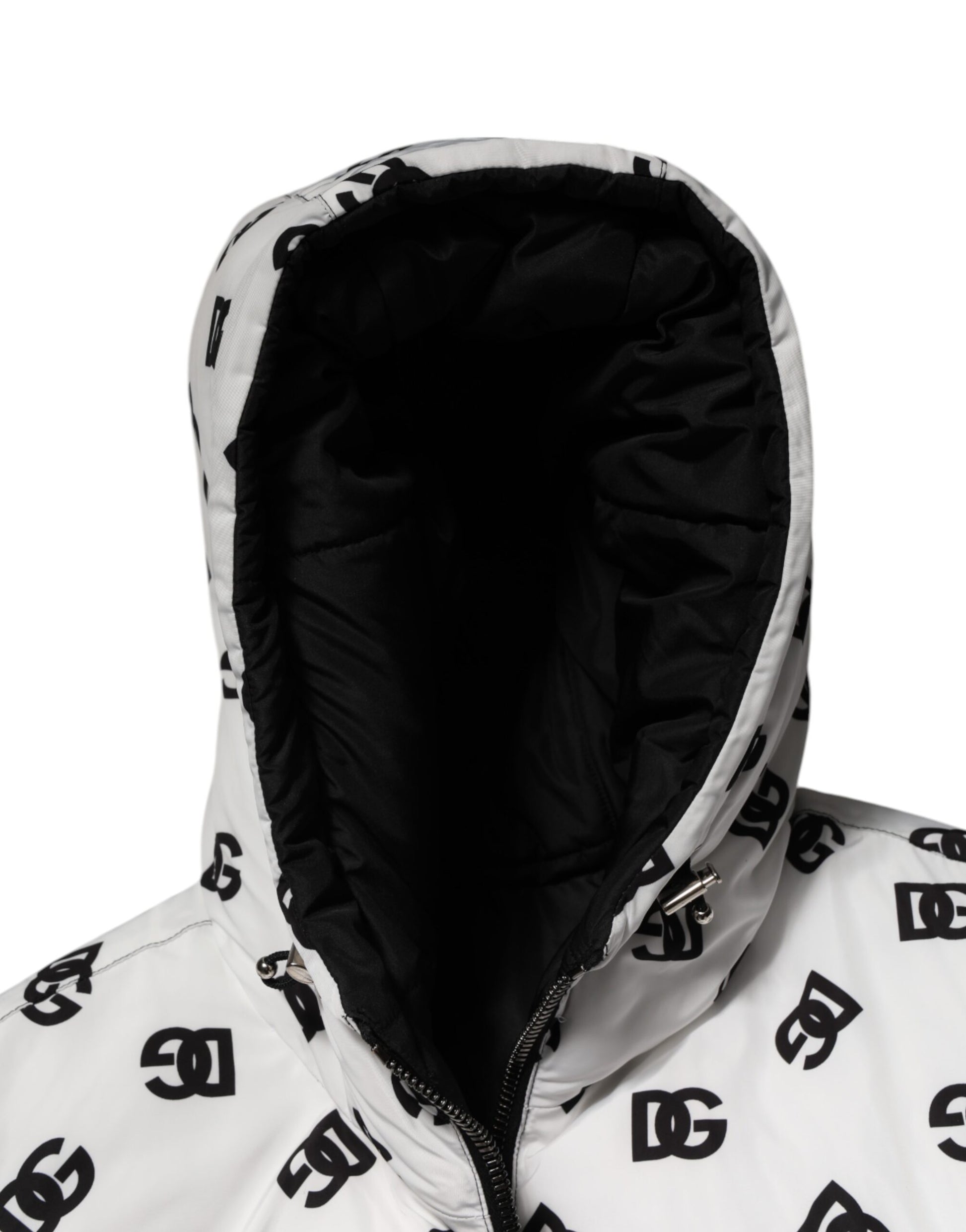 Doudoune à capuche blanche Dolce &amp; Gabbana avec monogramme DG