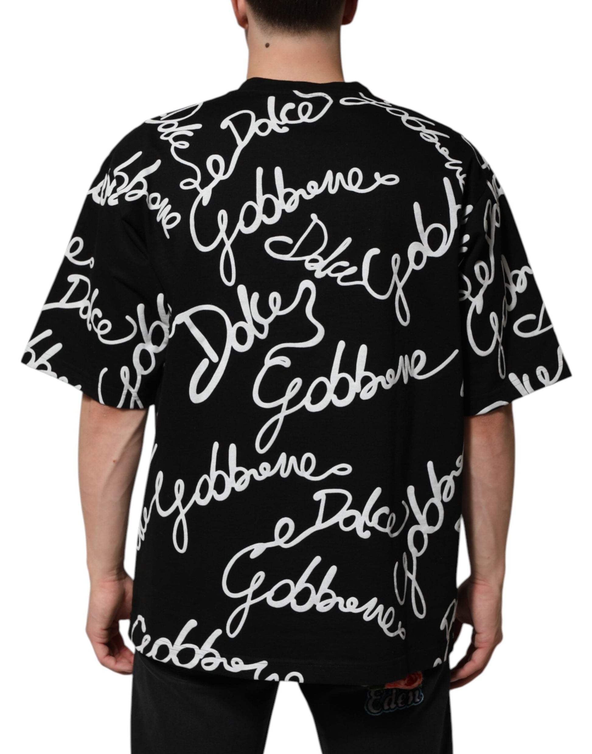 T-shirt ras du cou en coton noir avec logo imprimé Dolce &amp; Gabbana