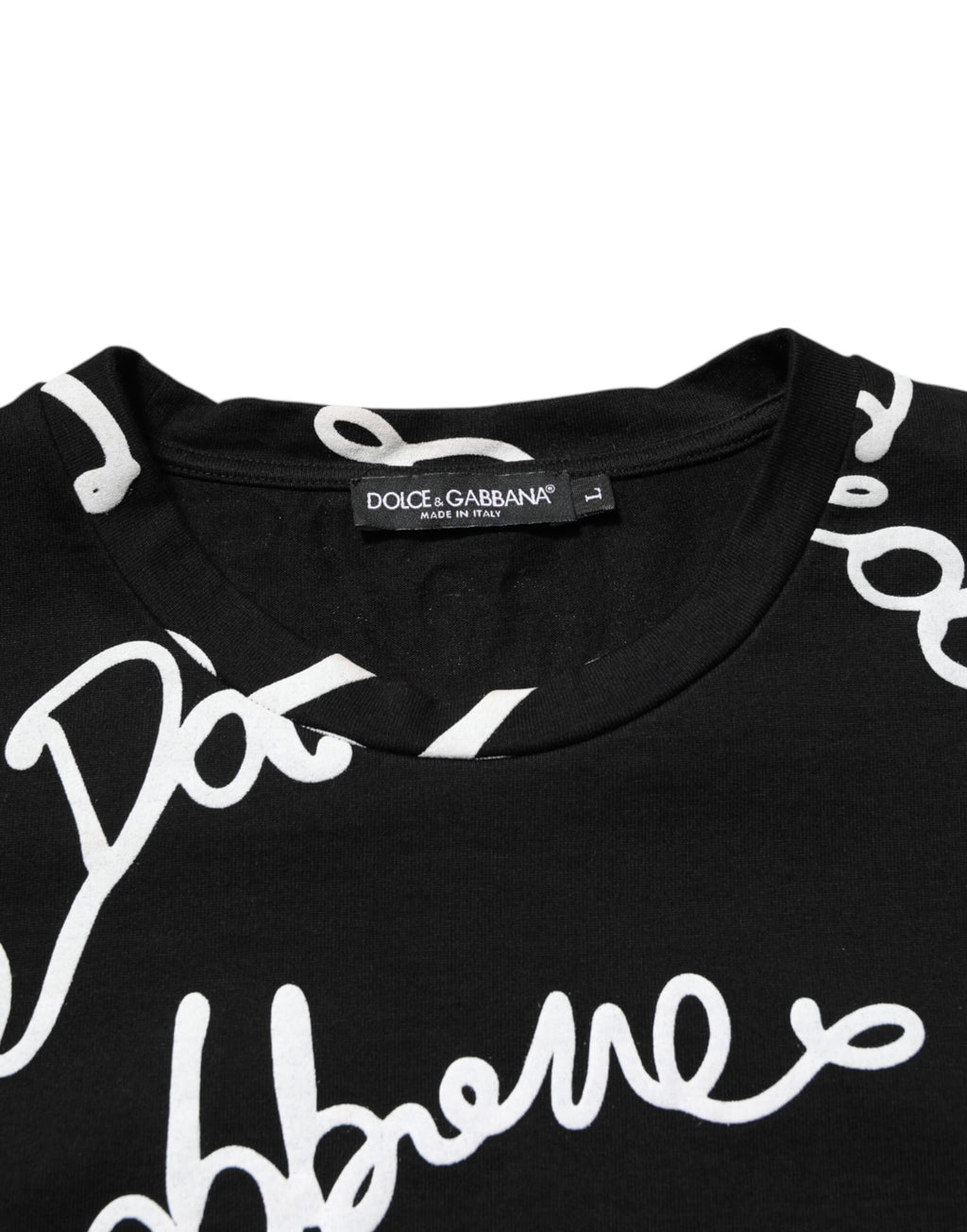 T-shirt ras du cou en coton noir avec logo imprimé Dolce &amp; Gabbana