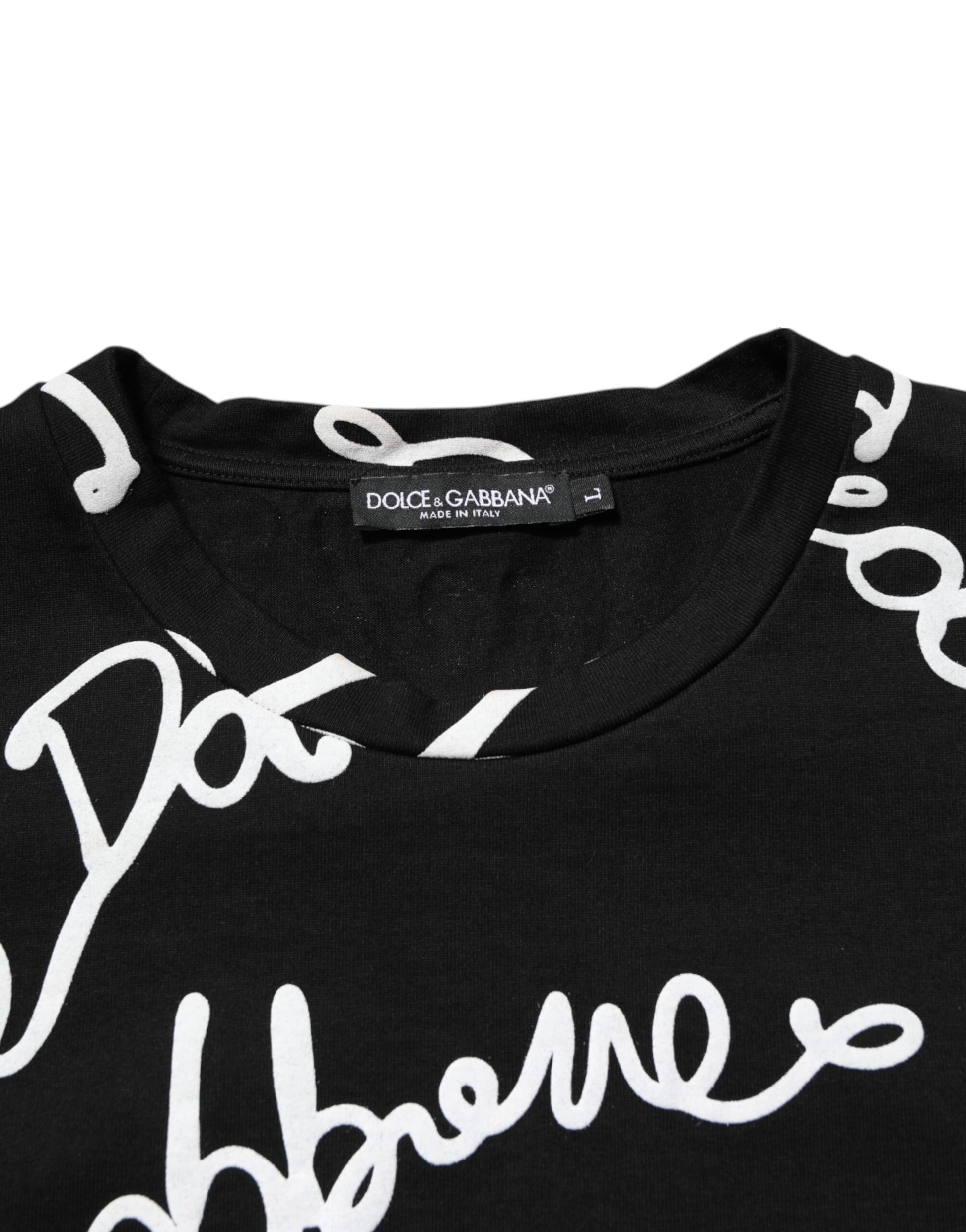 T-shirt ras du cou en coton noir avec logo imprimé Dolce &amp; Gabbana