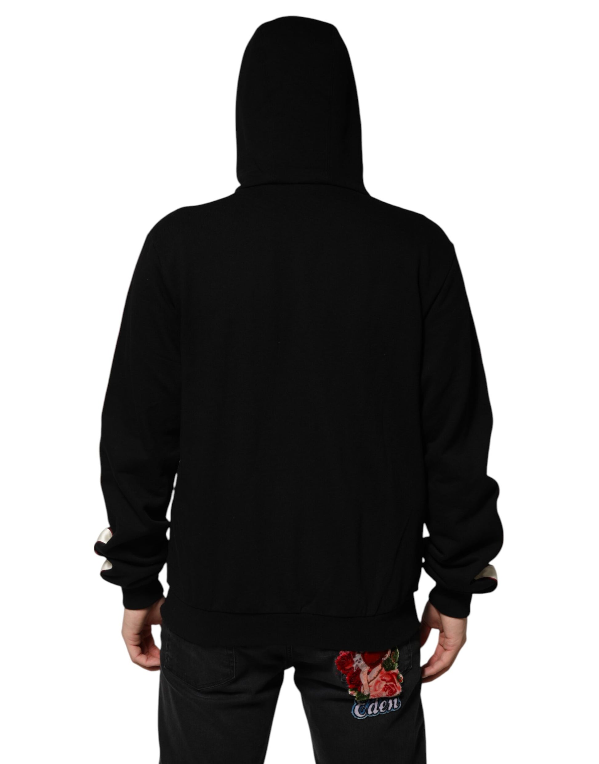 Pull cardigan noir en coton à plaque Dolce &amp; Gabbana