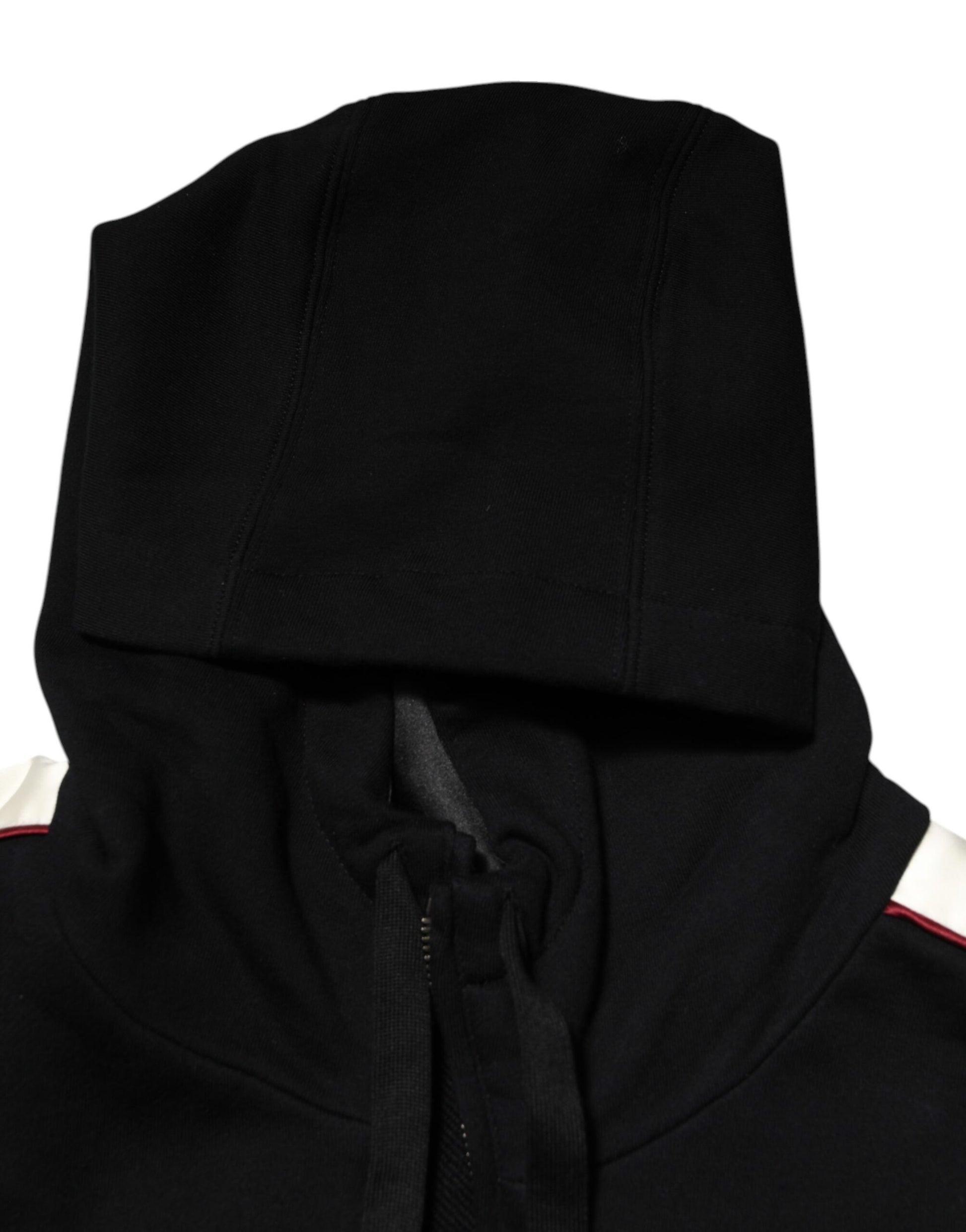 Pull cardigan noir en coton à plaque Dolce &amp; Gabbana