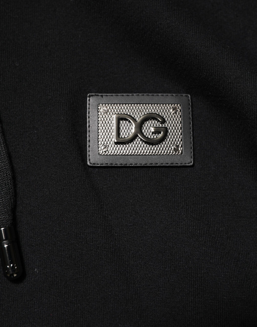 Pull cardigan noir en coton à plaque Dolce &amp; Gabbana
