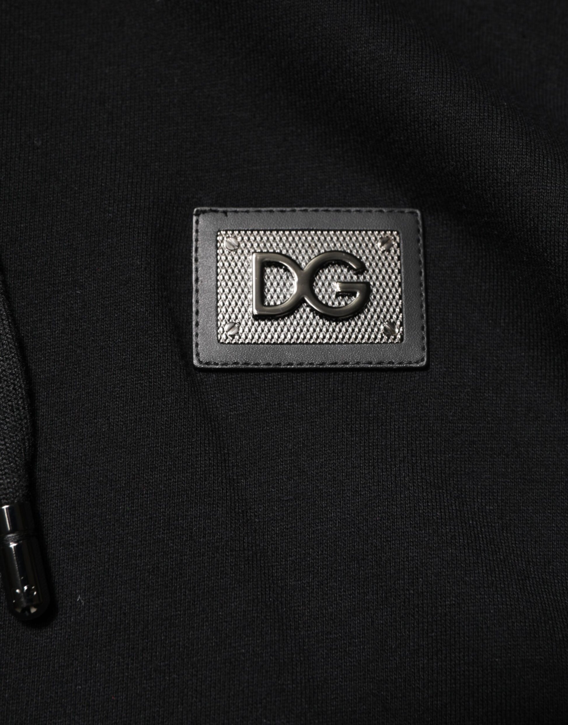 Pull cardigan noir en coton à plaque Dolce &amp; Gabbana