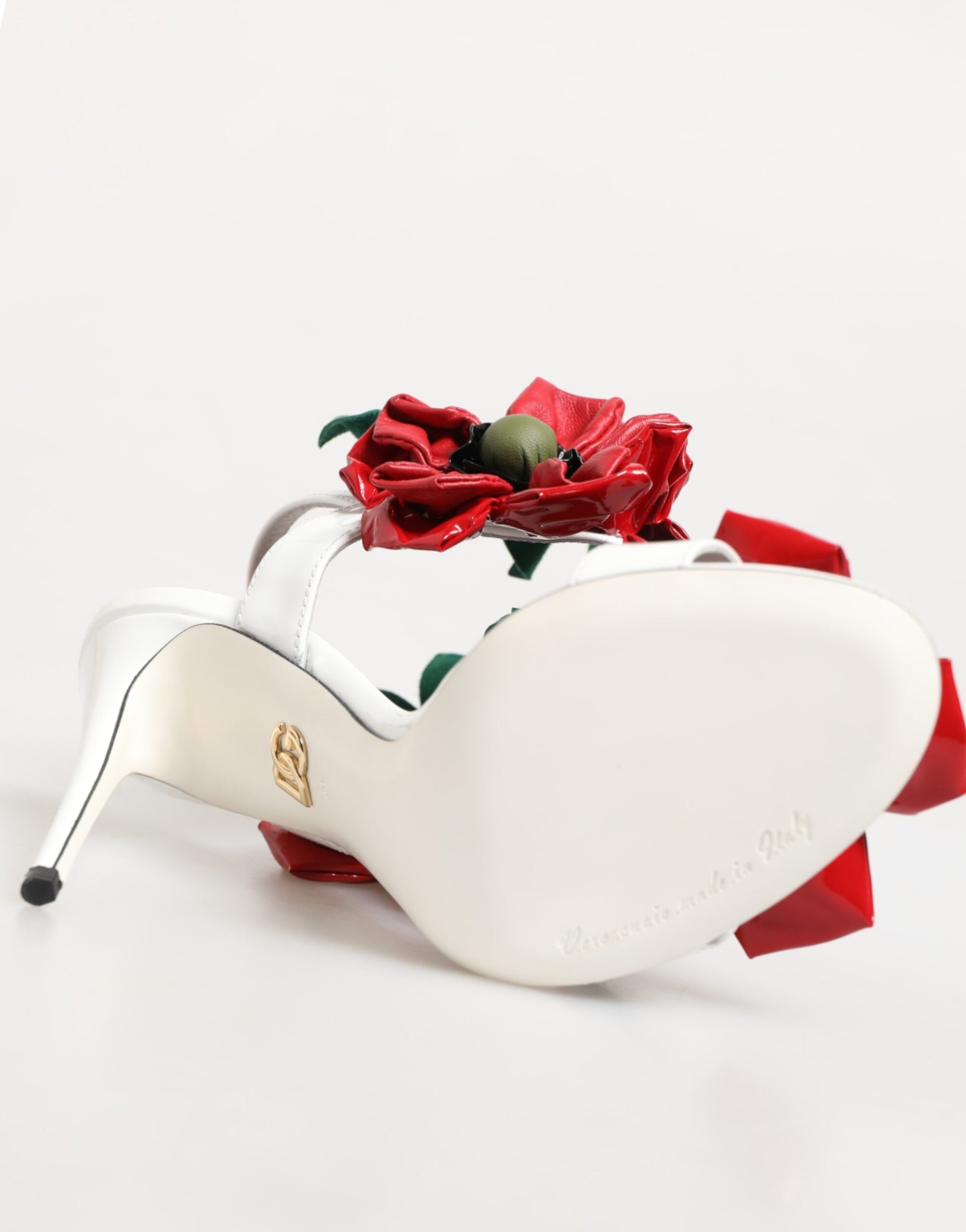 Sandales Dolce &amp; Gabbana à détails floraux blancs et rouges