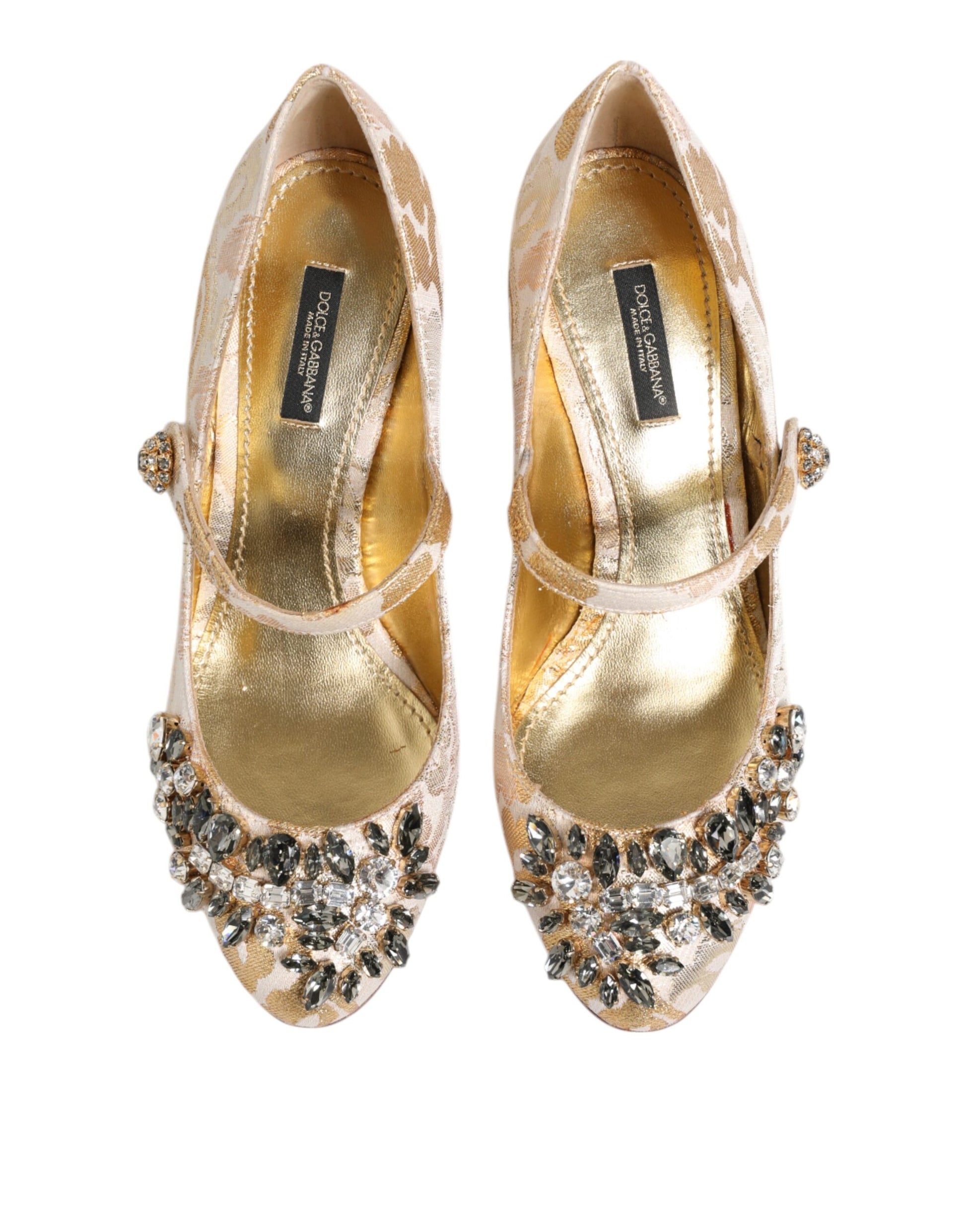 Escarpins Mary Janes Dolce &amp; Gabbana en jacquard doré et cristal