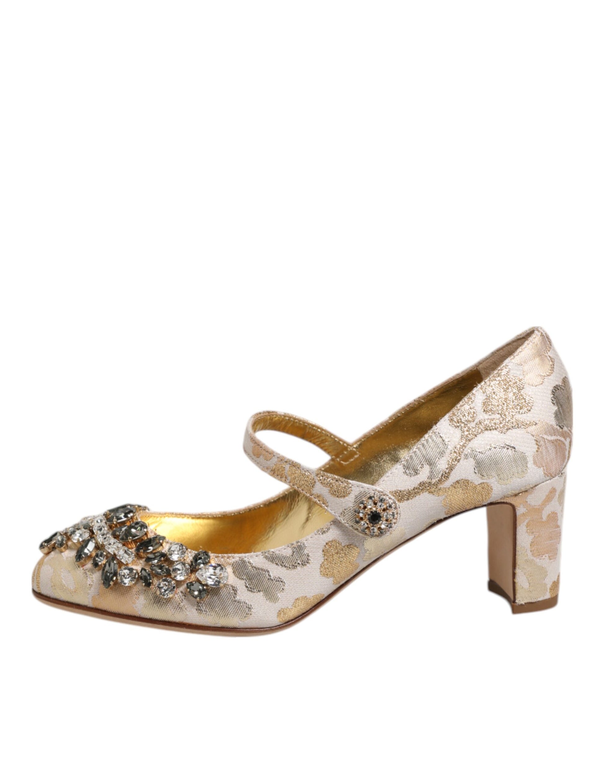 Escarpins Mary Janes Dolce &amp; Gabbana en jacquard doré et cristal