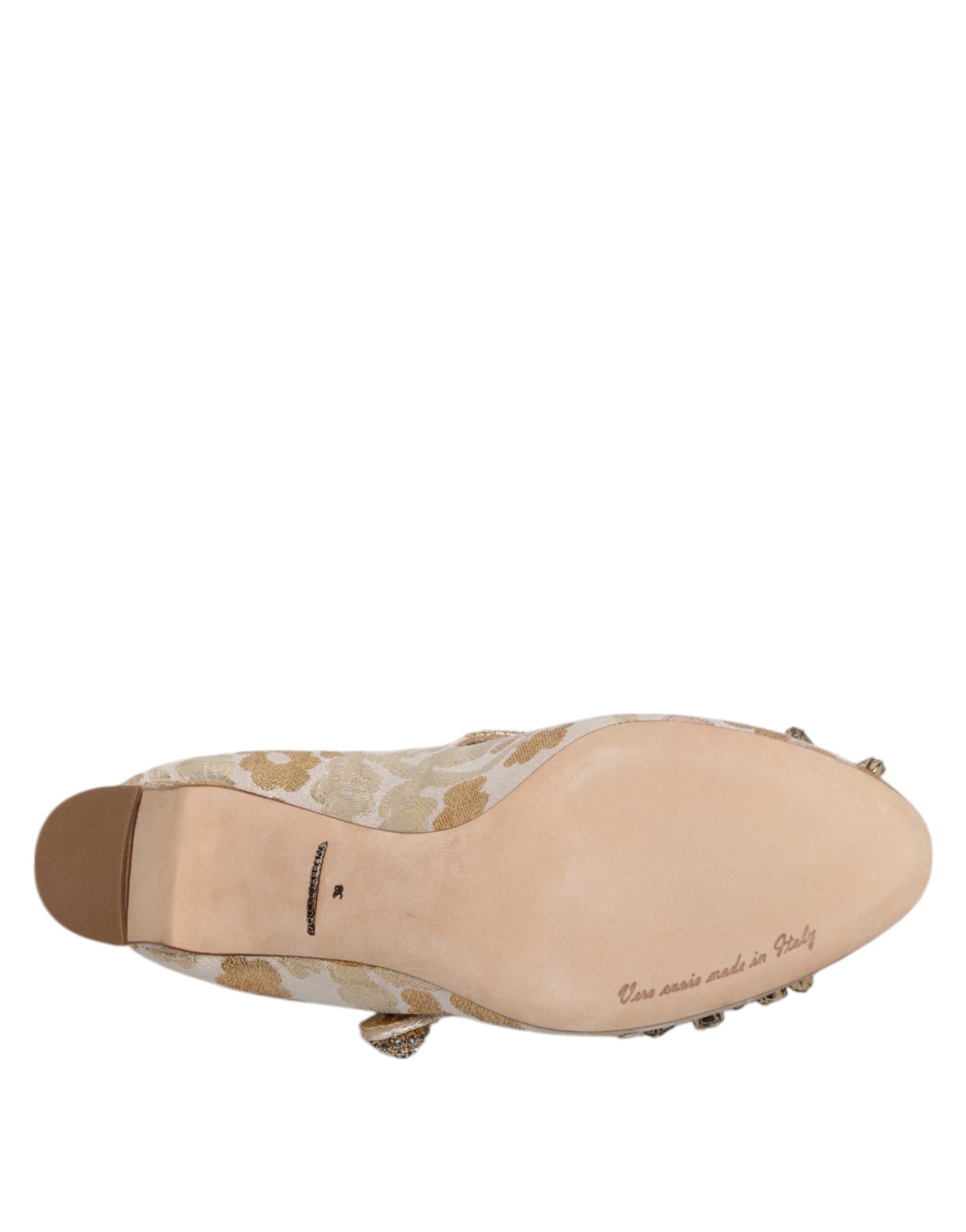 Escarpins Mary Janes Dolce &amp; Gabbana en jacquard doré et cristal