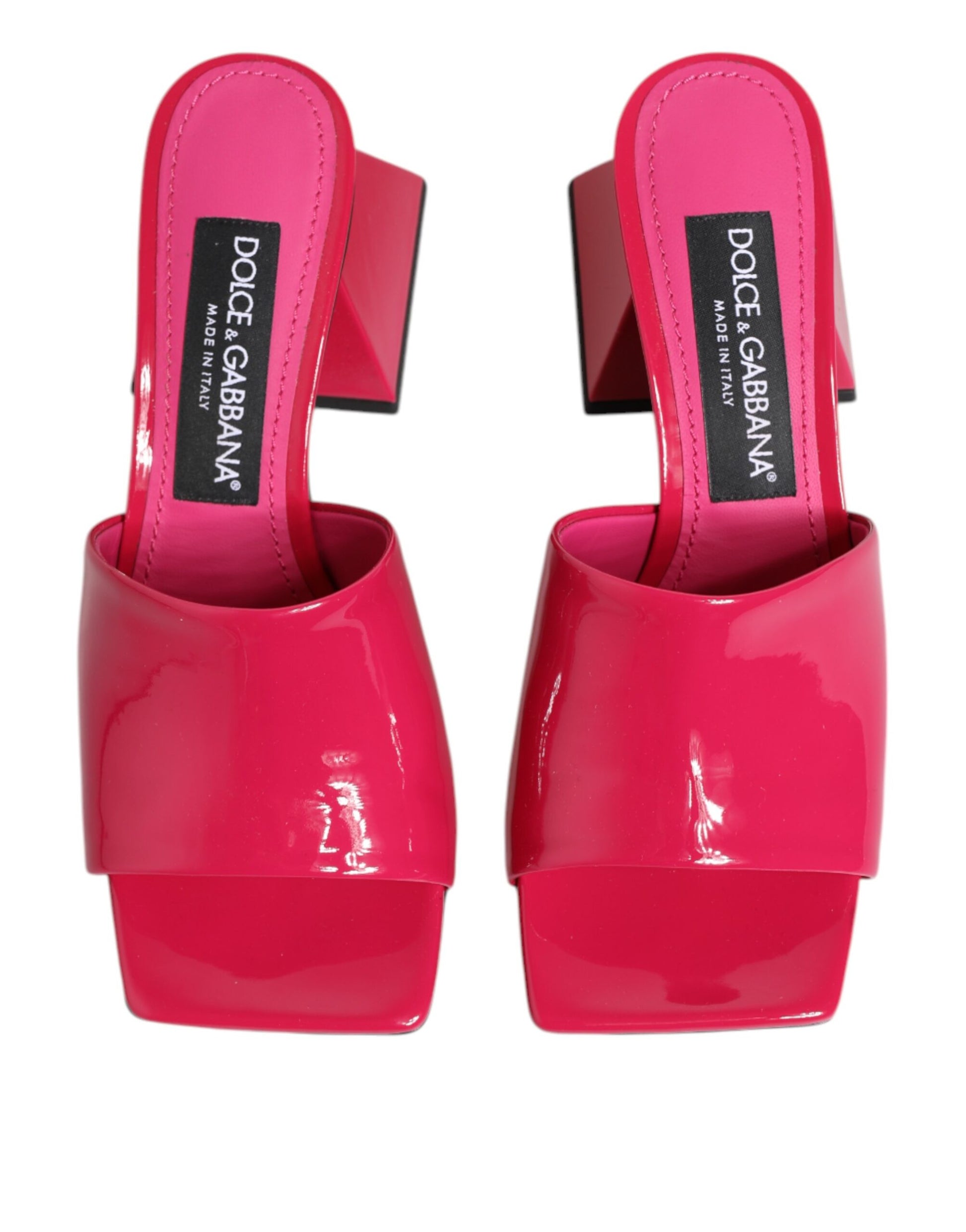 Sandales mules à talons carrés et bout ouvert roses Dolce &amp; Gabbana